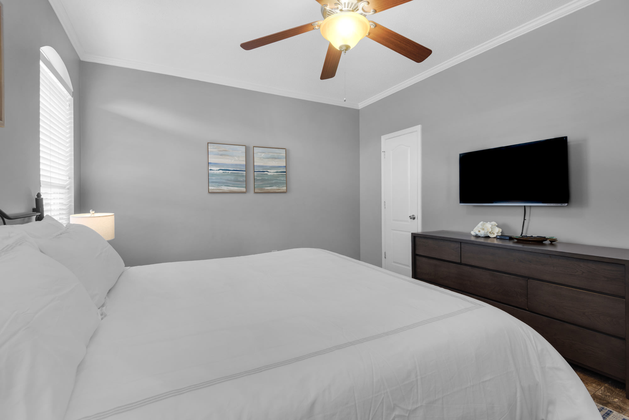 first floor master has large flat screen smart tv