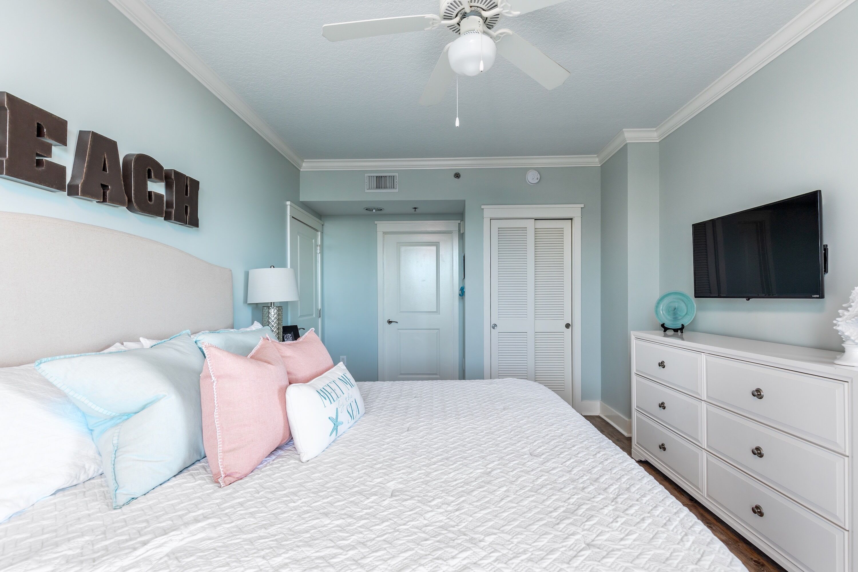 1st suite offers plenty of storage with extra blanket, pillows and ironing board 1st suite offers plenty of storage with extra blanket, pillows and ironing board