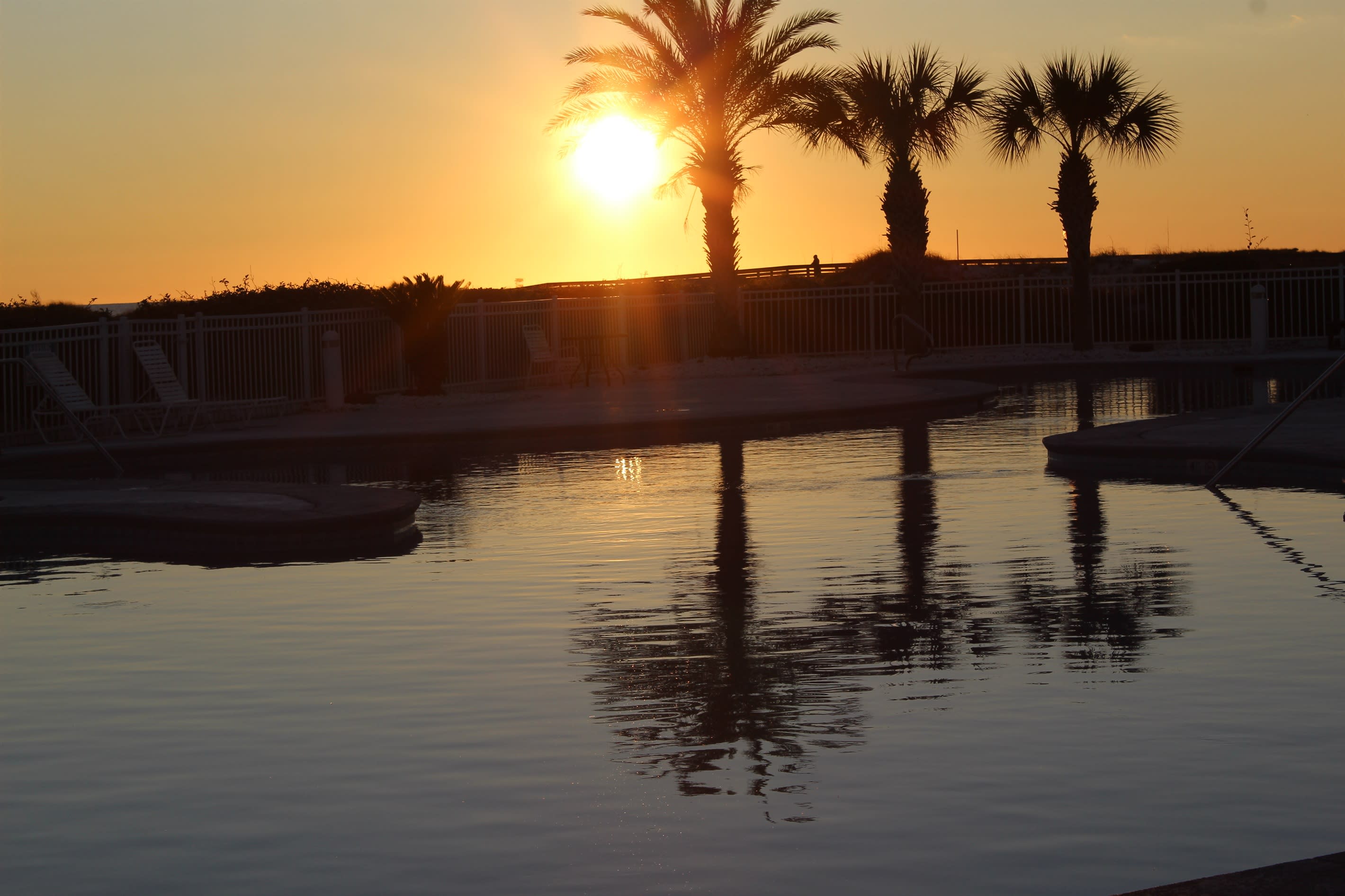 Sunset by the pool
