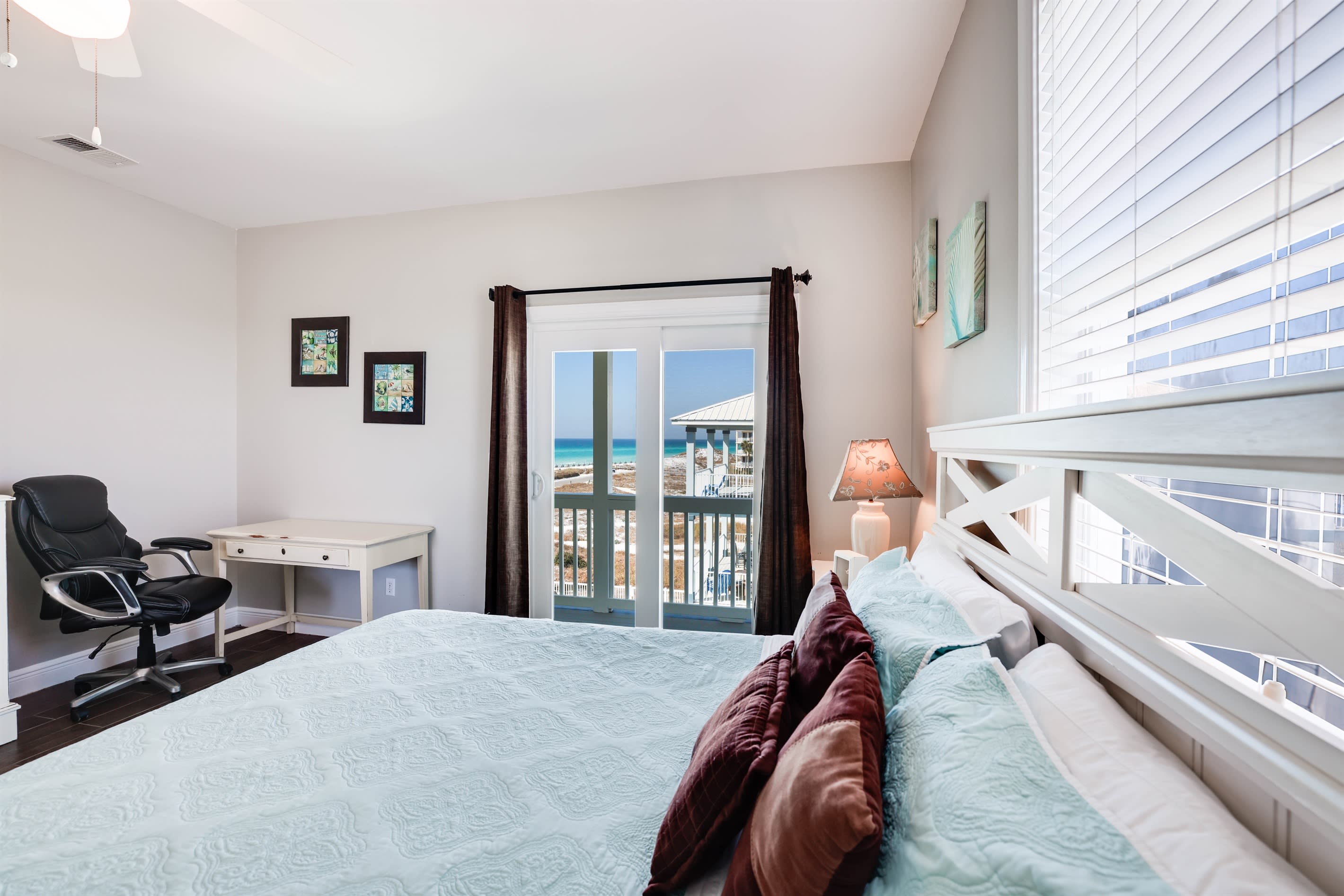 Master Bedroom #2 on top level- King Bed, Private Bath, Gulf Views while relaxing in bed!