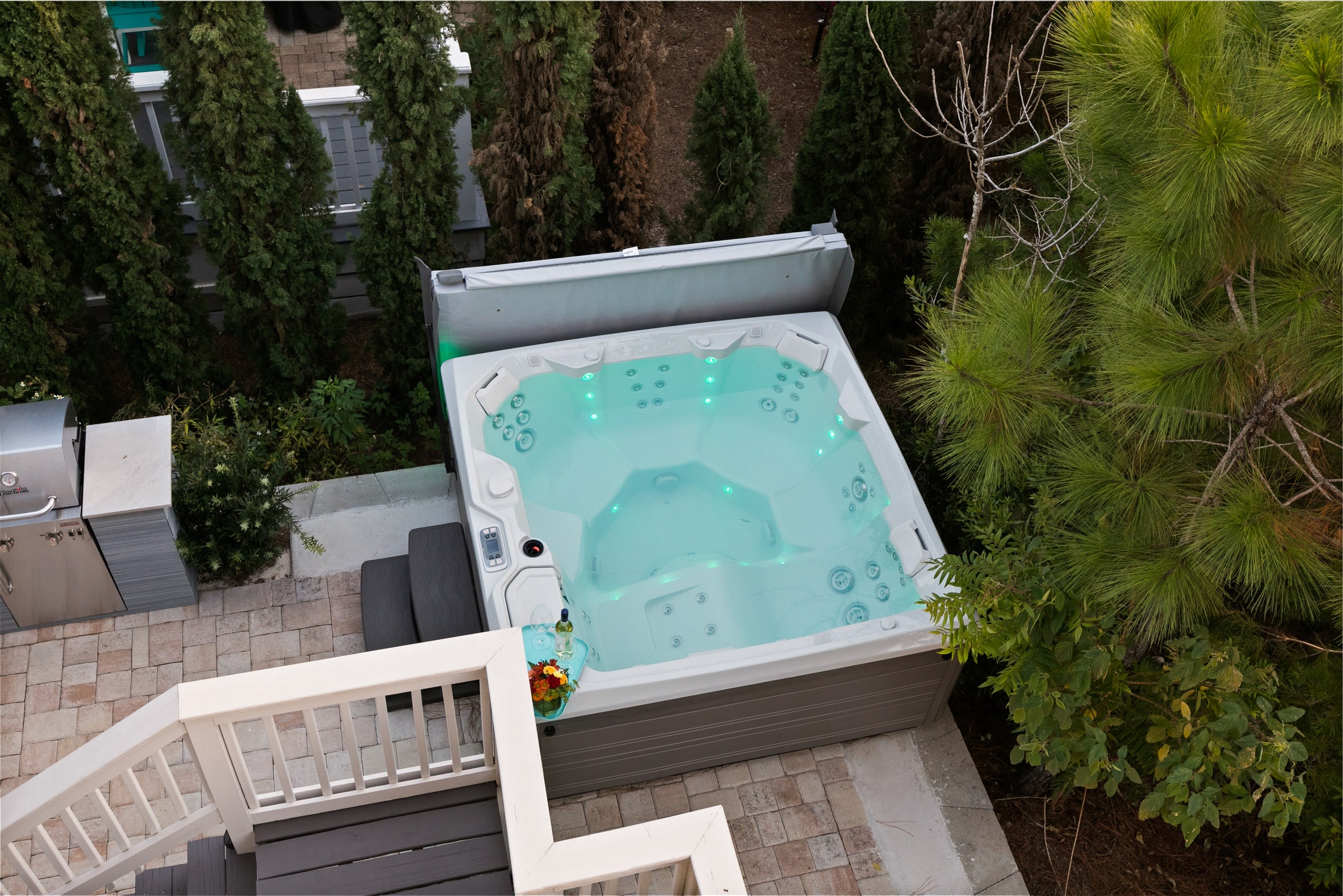 Birds eye view at the luxury hot tub.