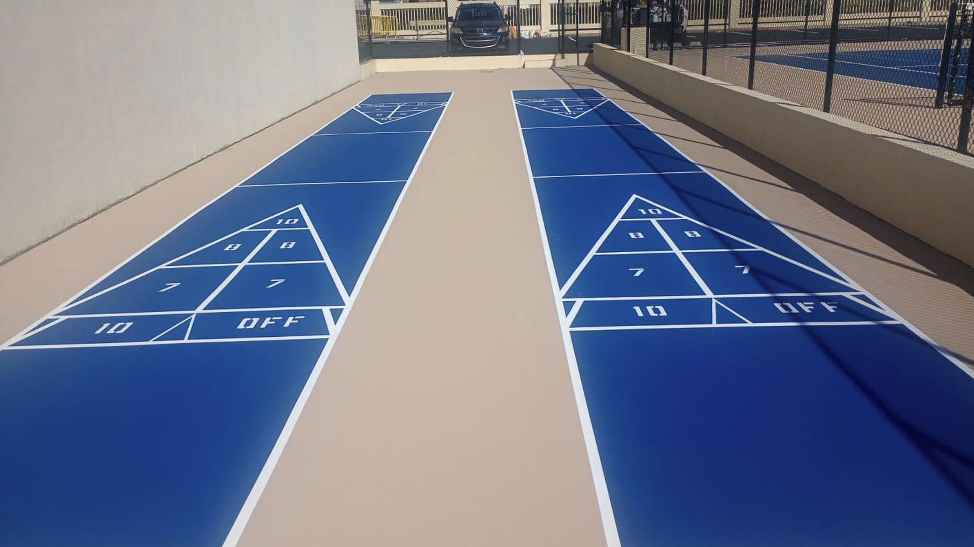 Close up of Newly Resurfaced Shuffleboard Courts