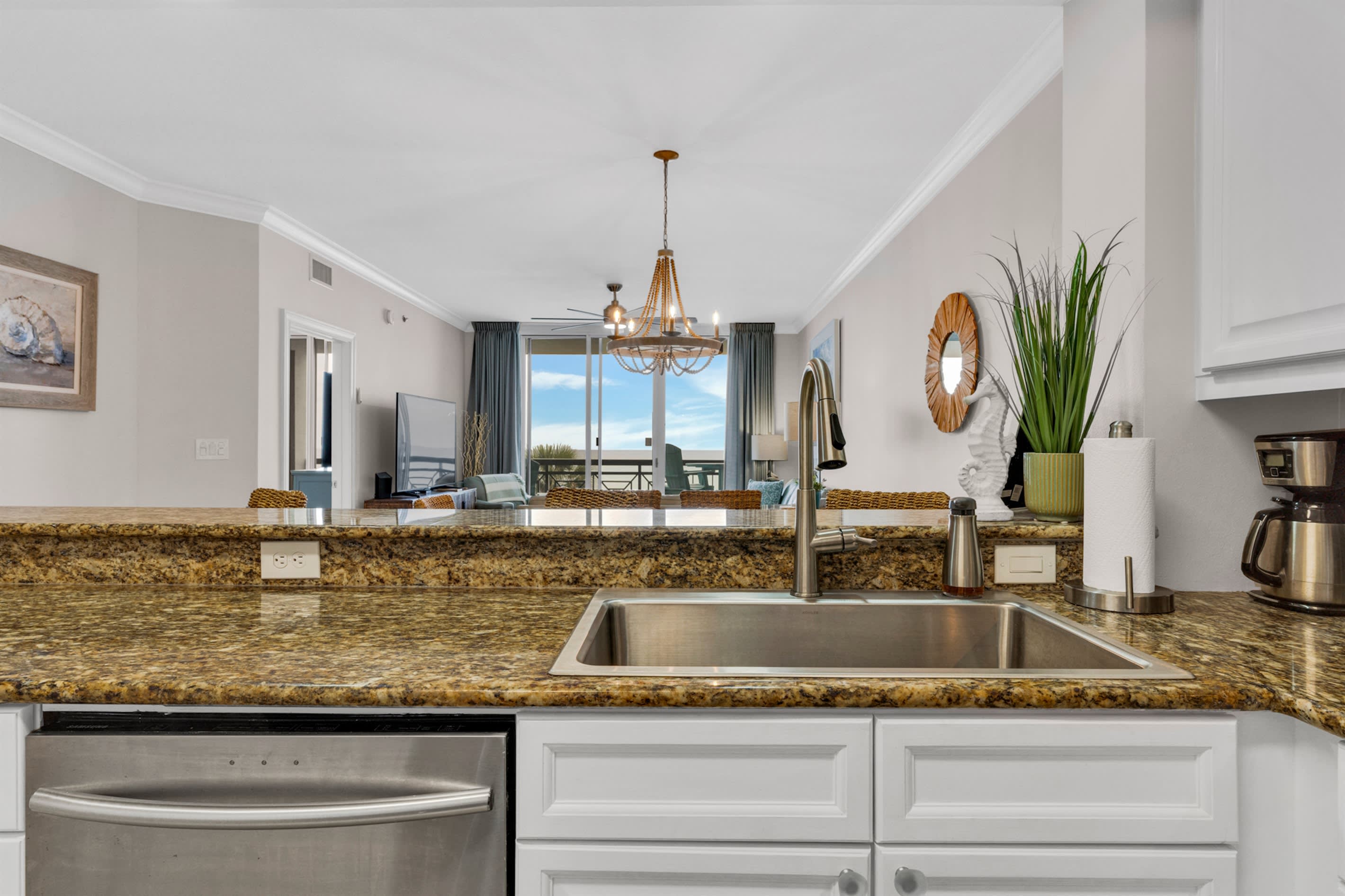 Kitchen view to living area