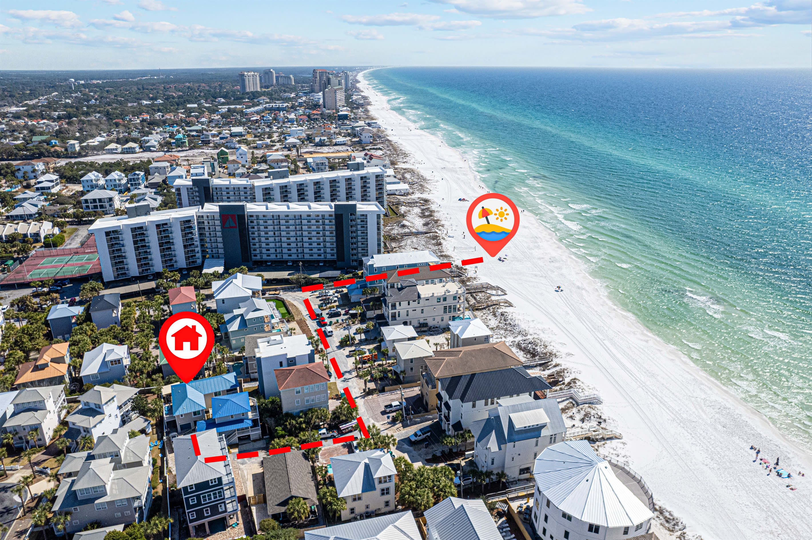 Just a quick 1-minute walk to the beach