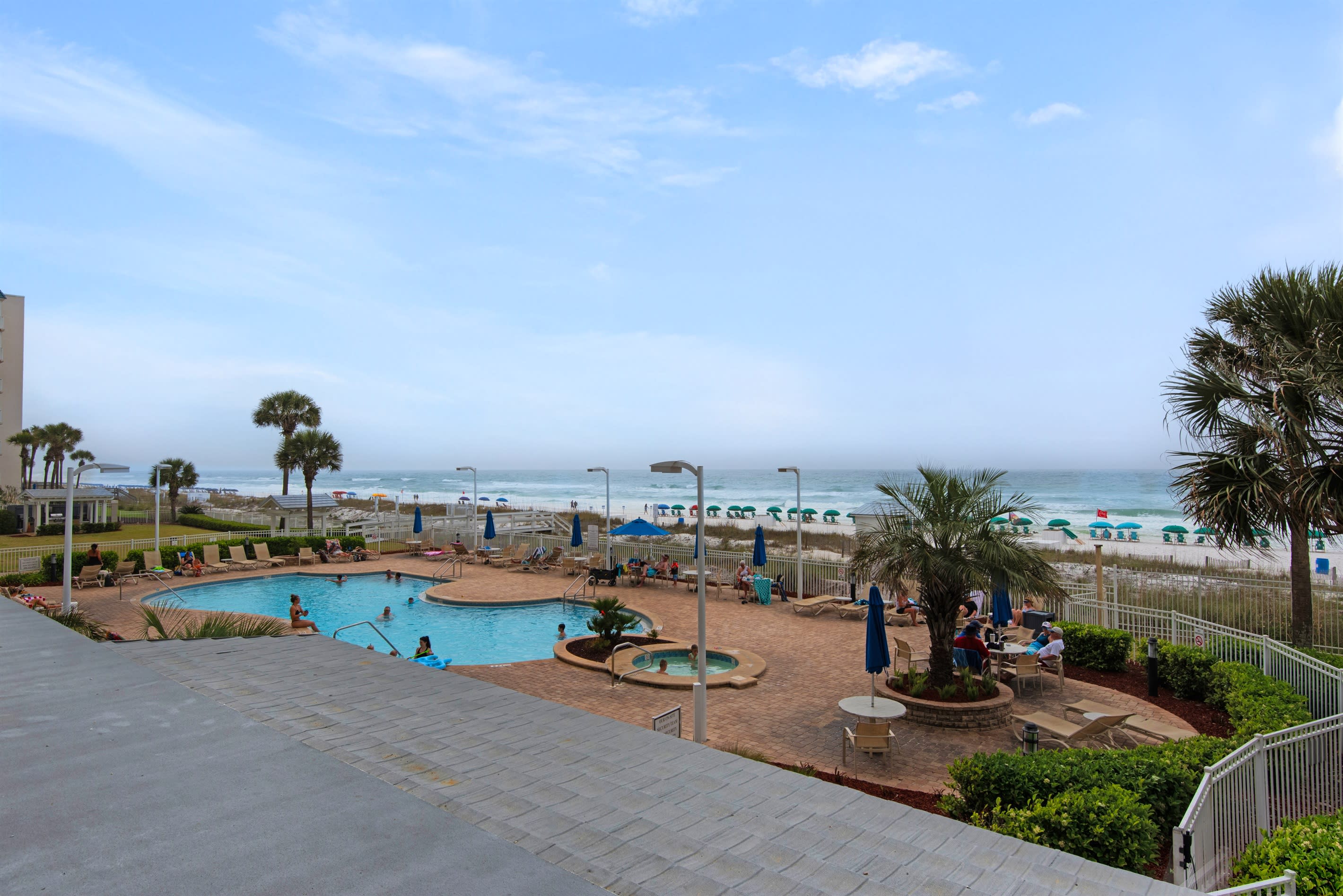 Resort pool and beachfront views