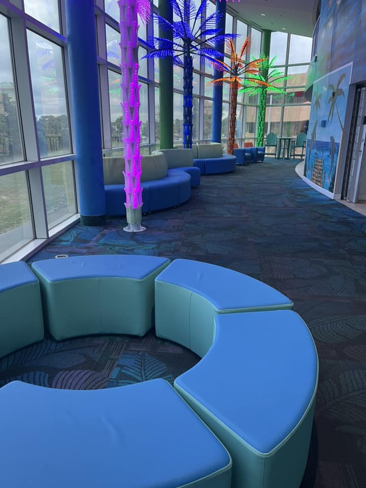 Fun beach-themed lobby
