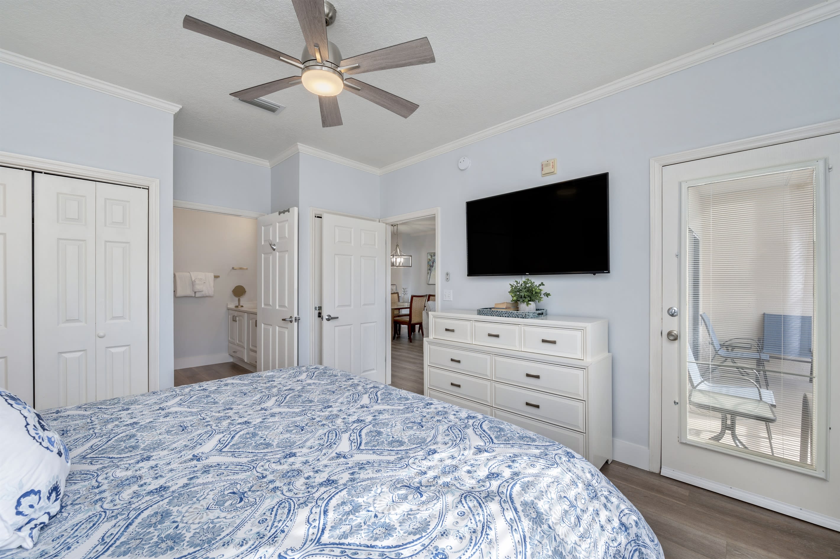 Master bedroom has access to the balcony.