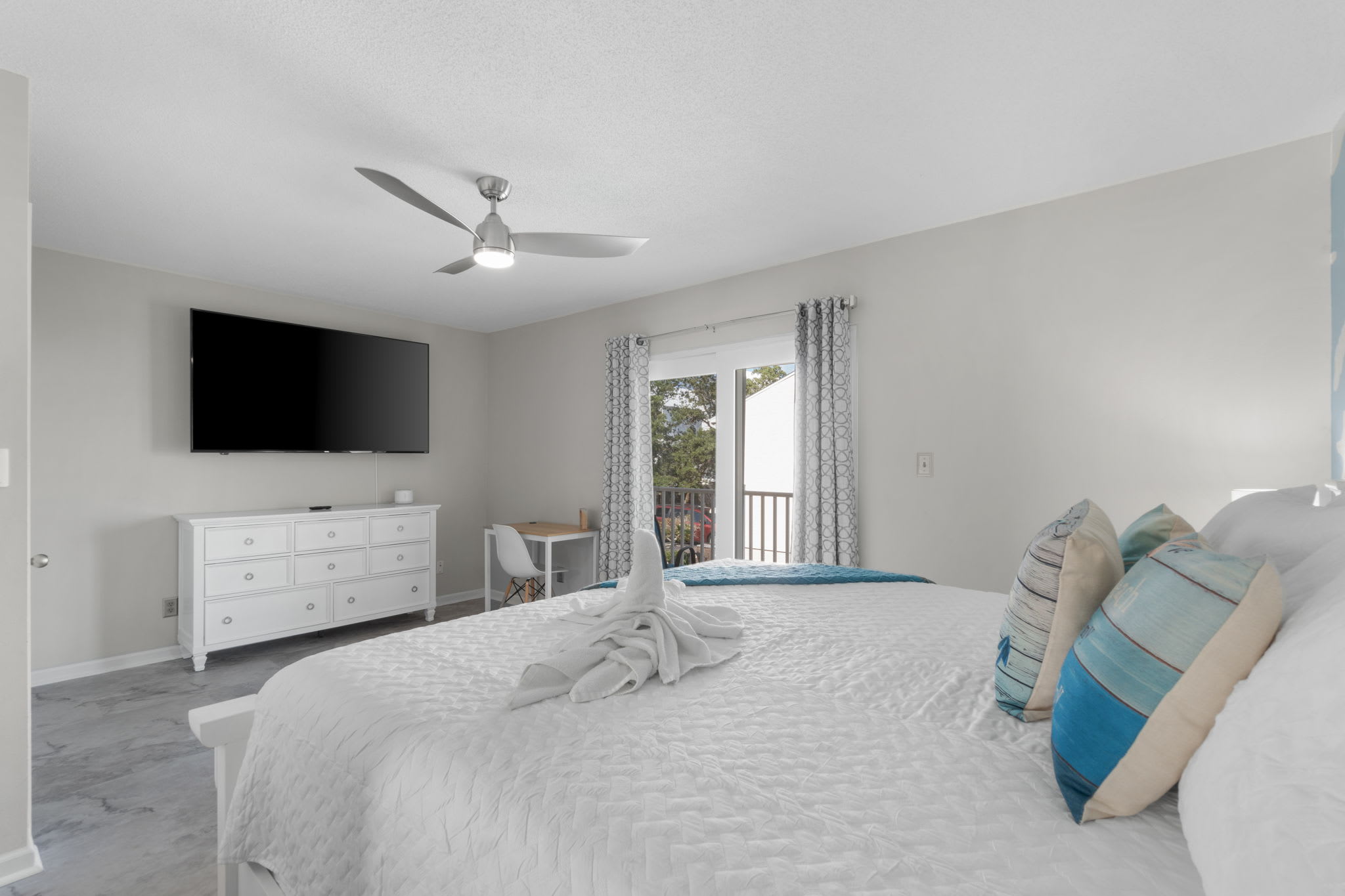 Master bedroom with King bed and Wi-Fi enabled TVs