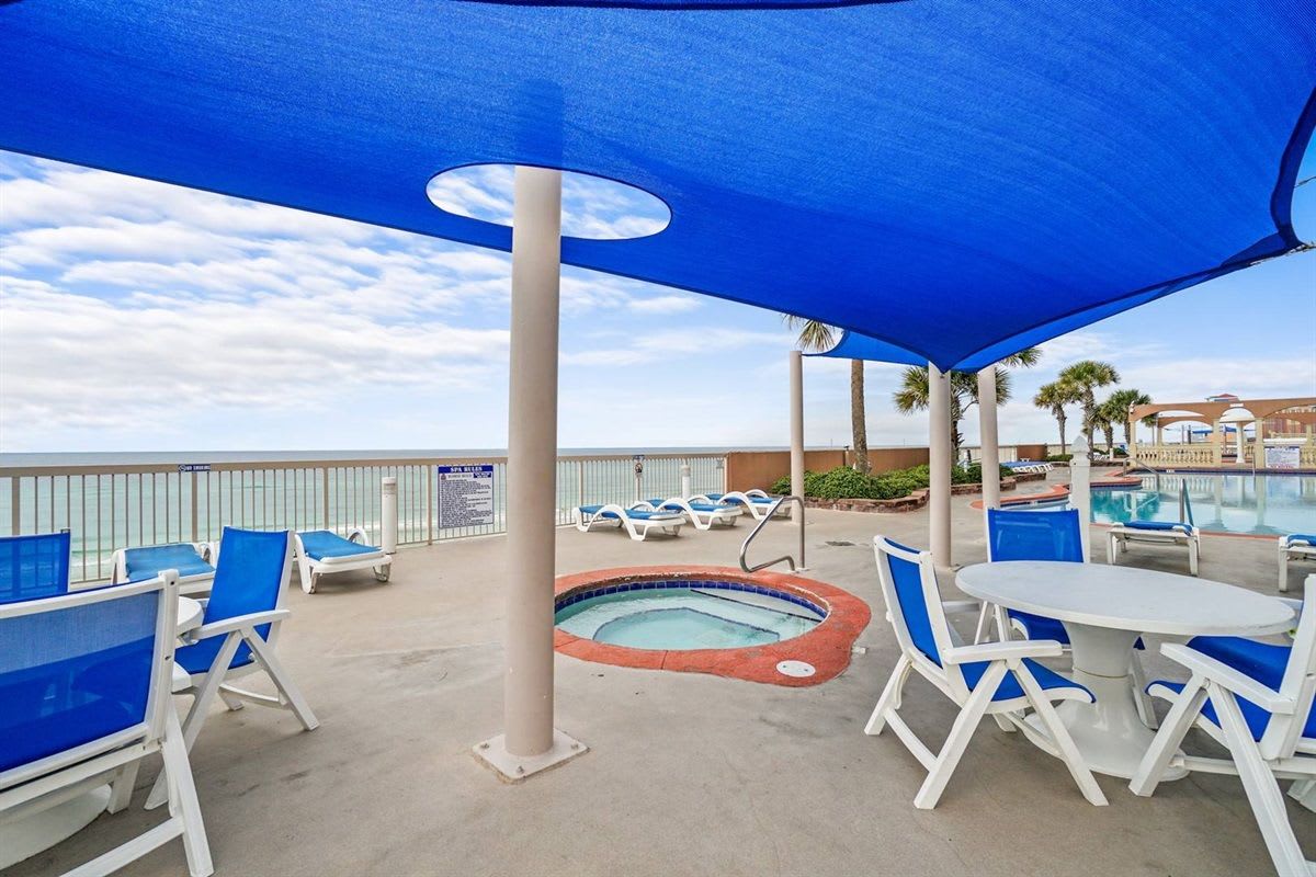 Hot tub and pool area