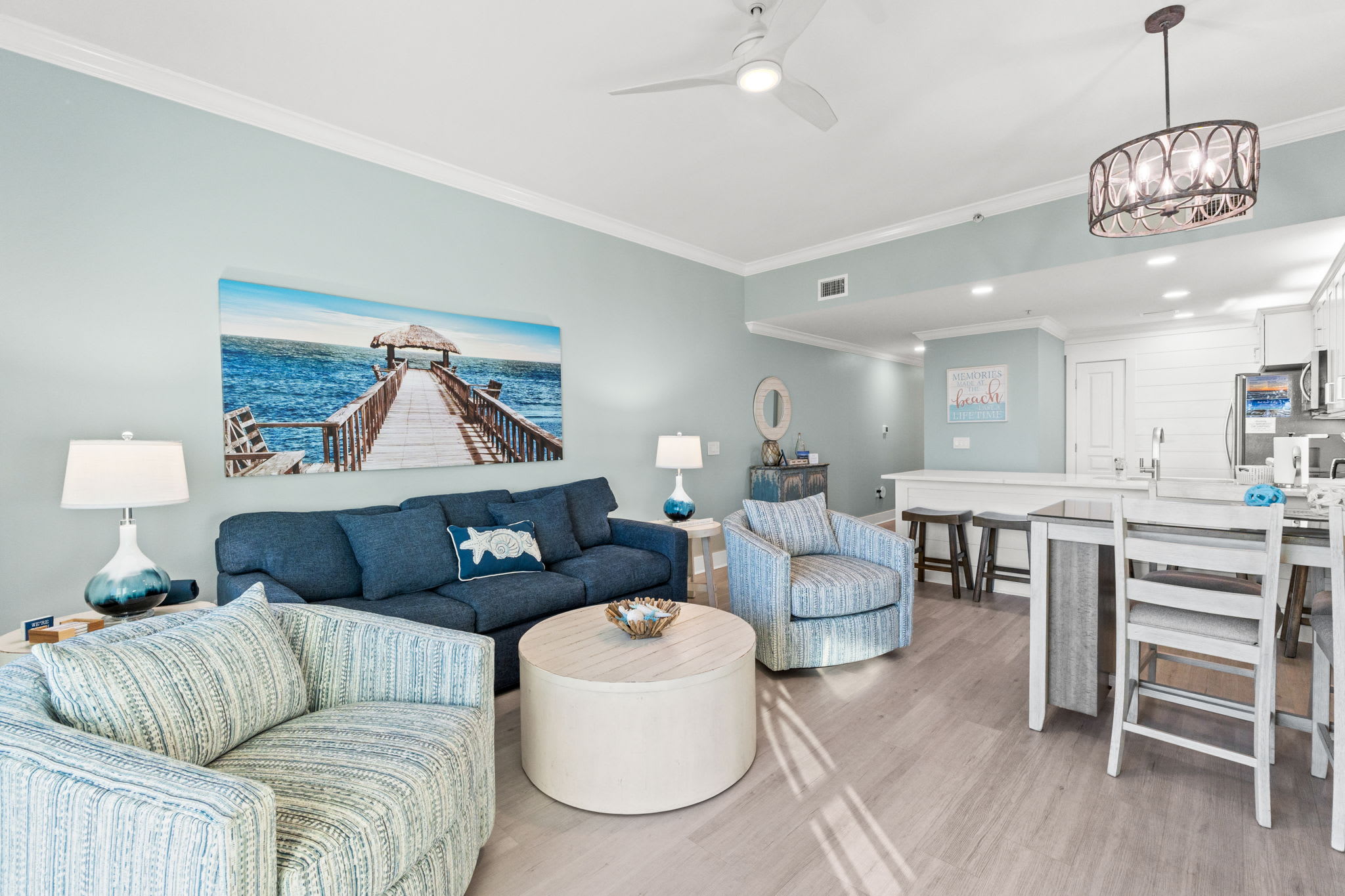 Airy coastal escape with cozy seating and panoramic Gulf views