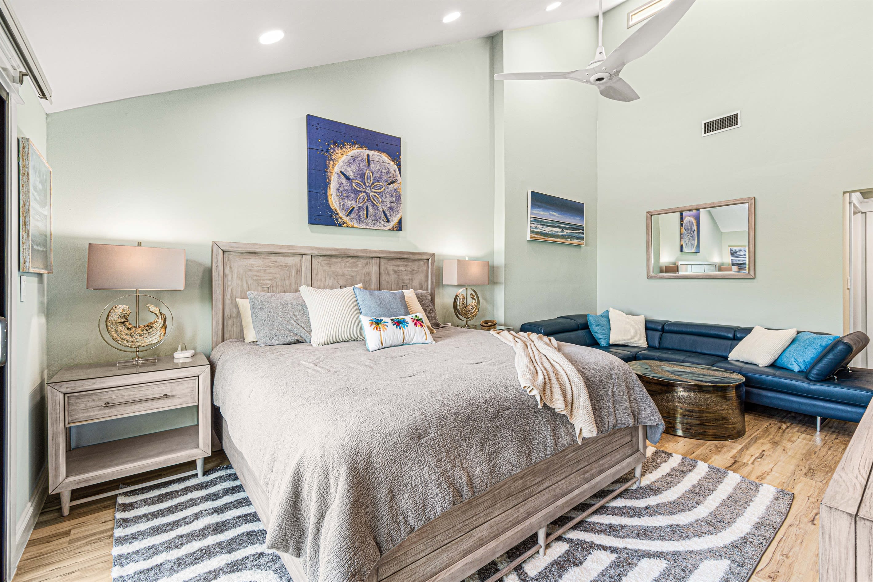 Spacious Master Bedroom with Cal King Bed and Sofa