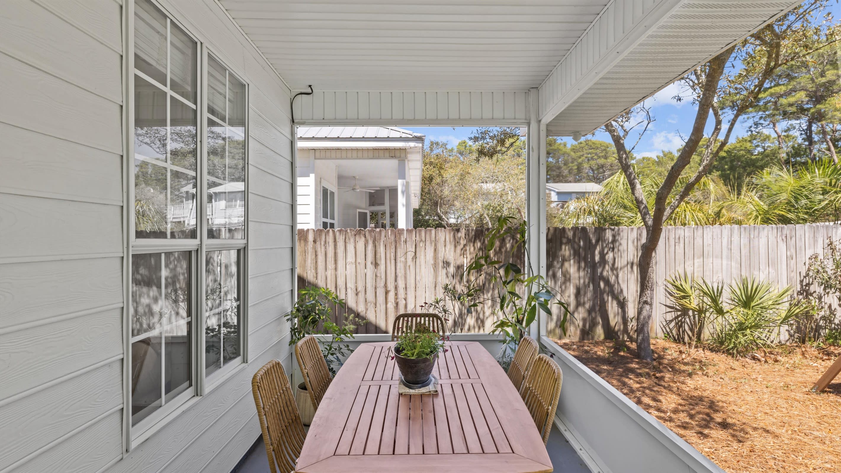 Enjoy your morning coffee listening to the birds and waves crashing.