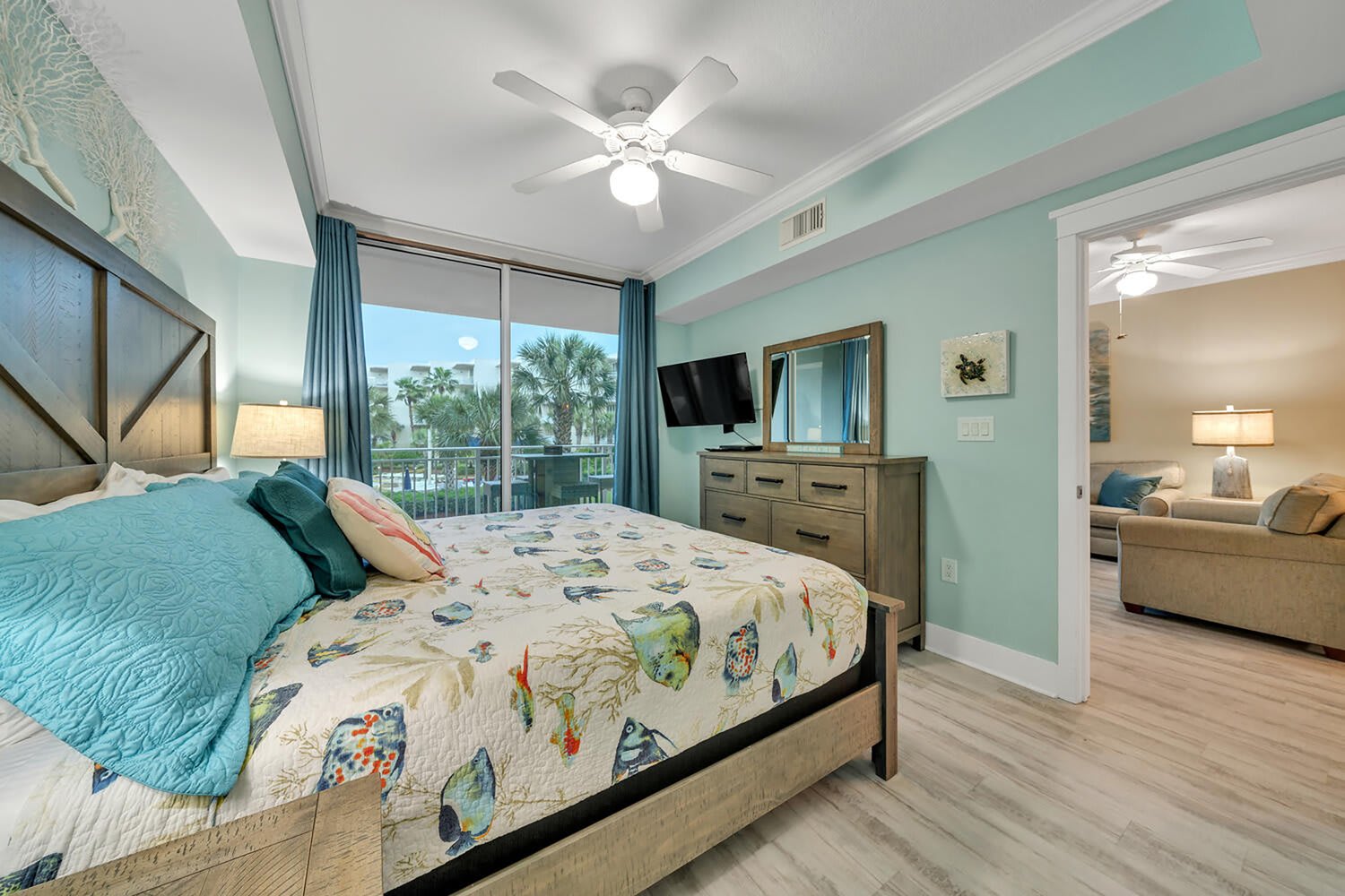 Primary bedroom with king bed