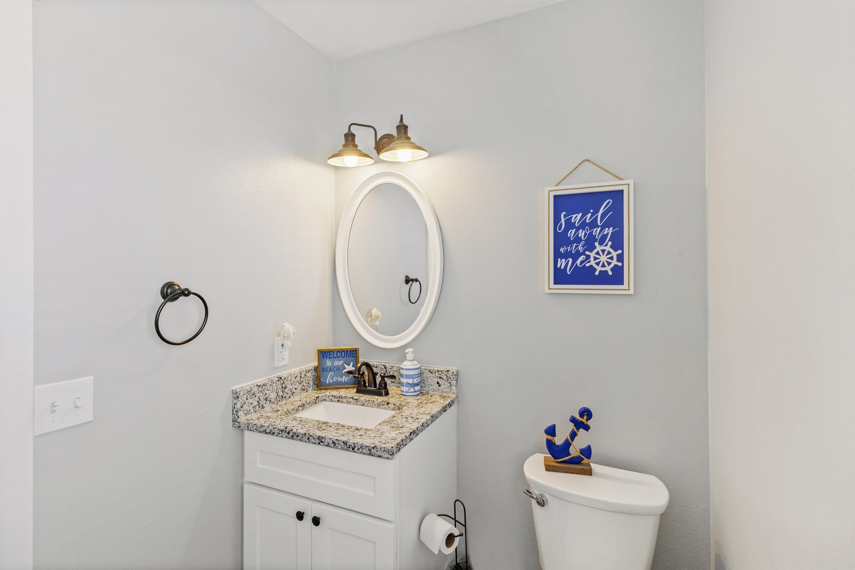 Mail level half bath