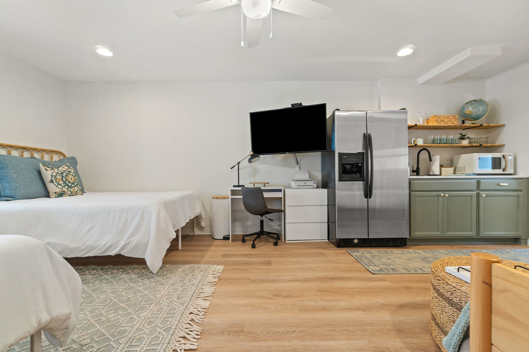 Desk space with printer