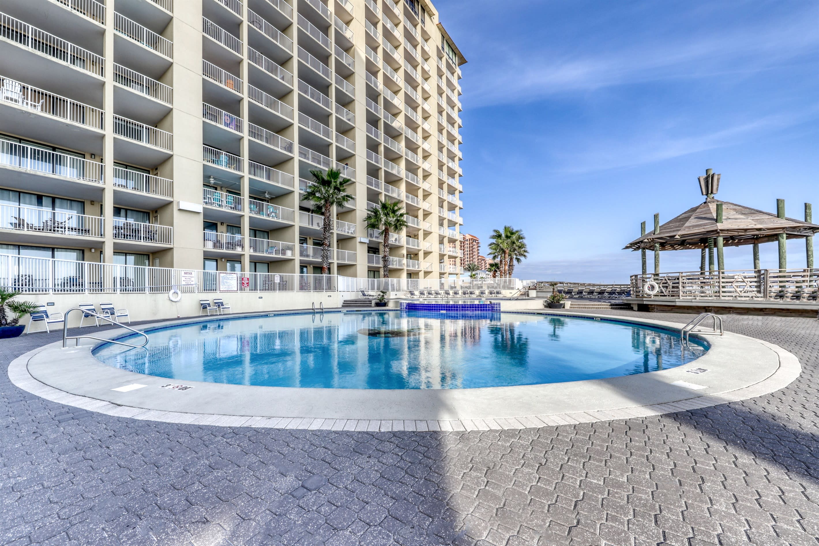 Outdoor pool with great views and shade gazebo.    Pool re-opens 5/23/2025 (update 5/16/2025)