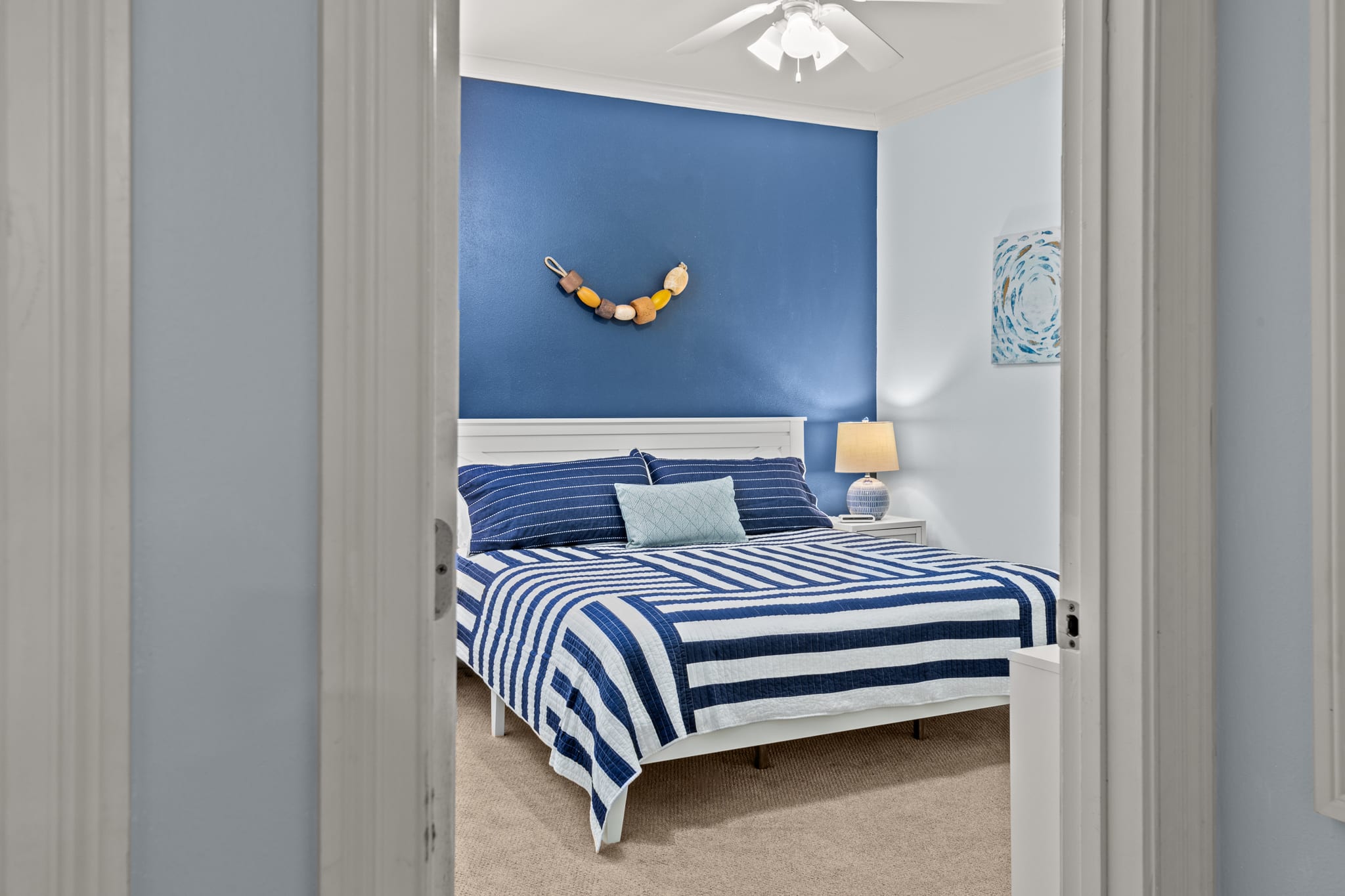 Second floor king bedroom with smart TV