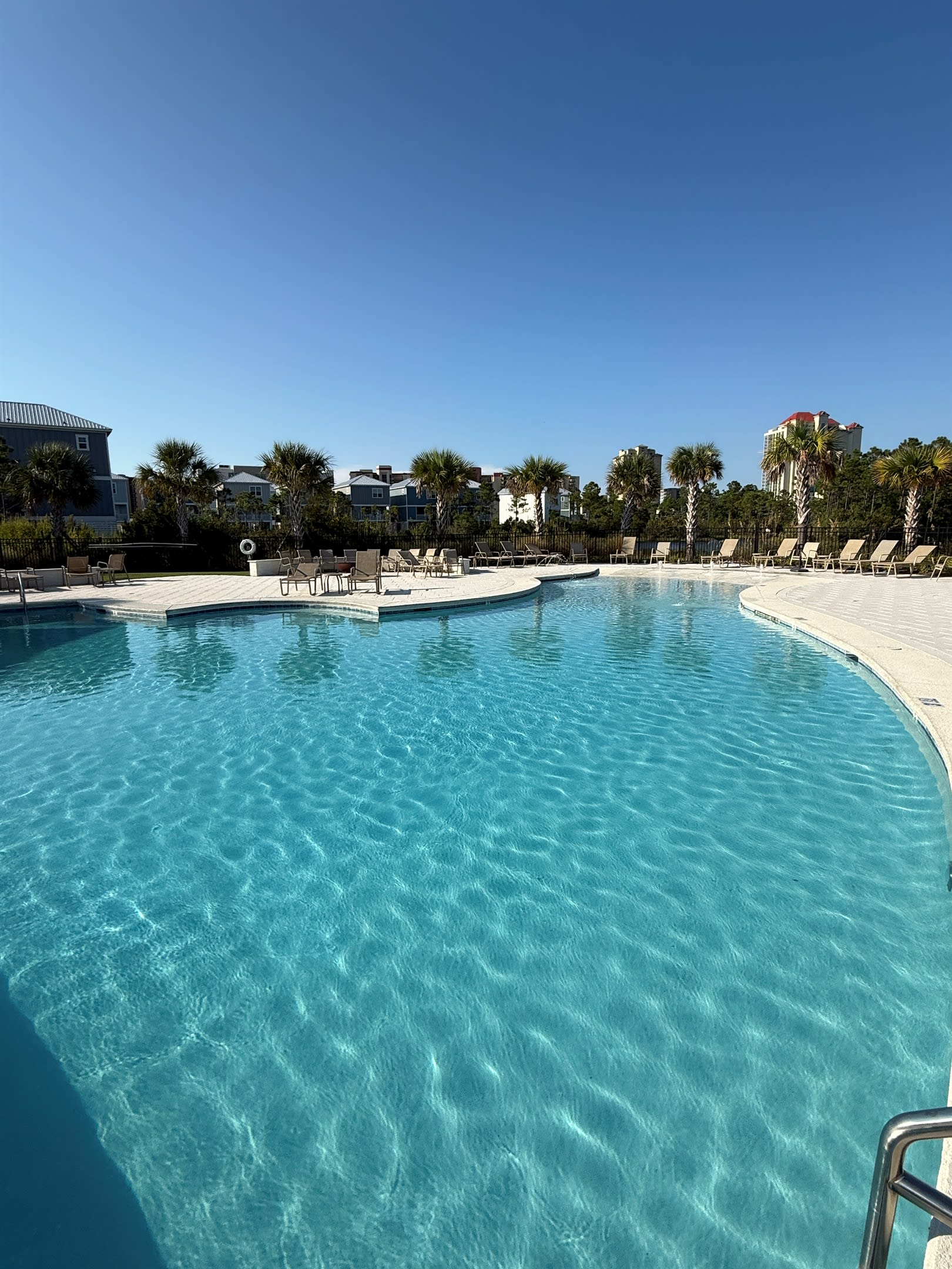 The crystal water of the community pool provides the perfect alternative to days when your staying off the sand.  The zero-level entry makes it easy for the kids to get in and out!