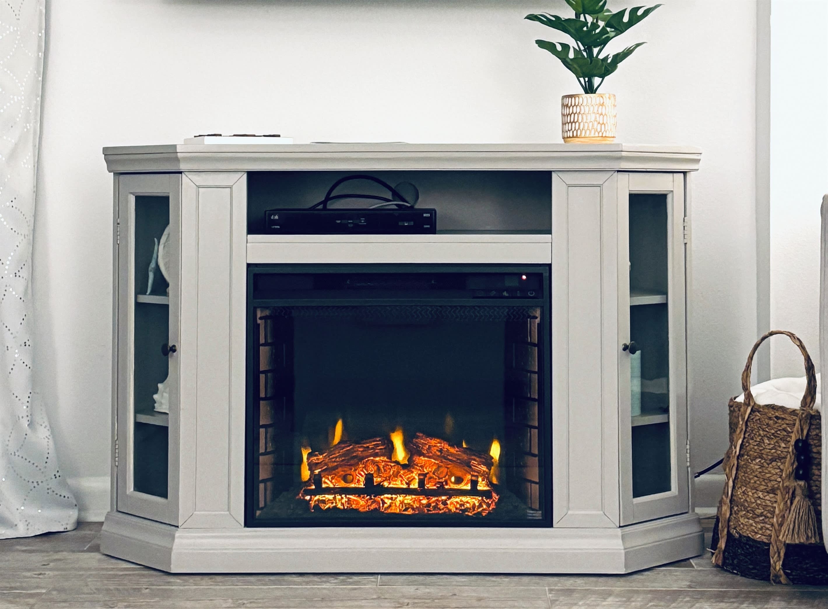 Cozy up in front of the electric fireplace