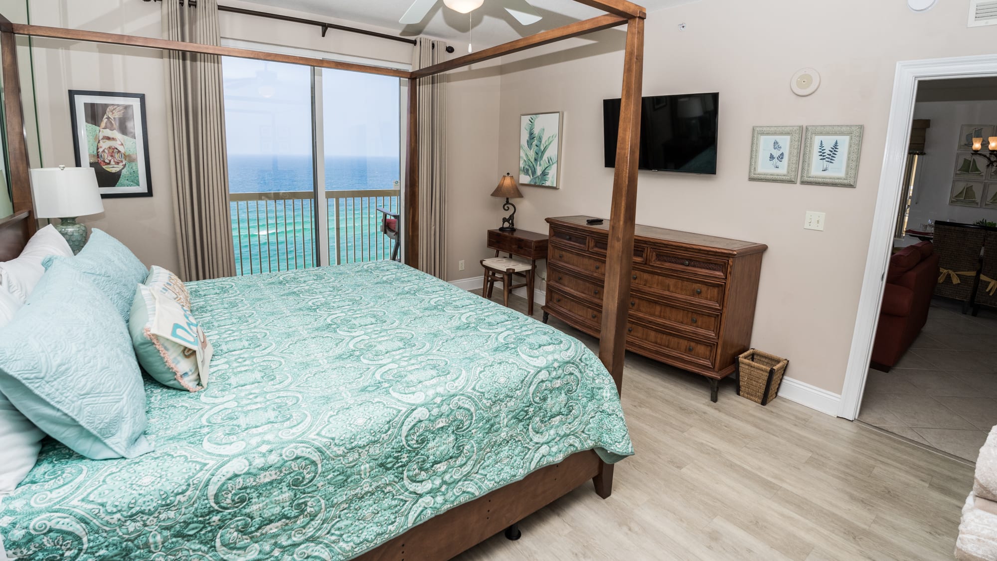 The Master Bedroom is off the living/dining area. 