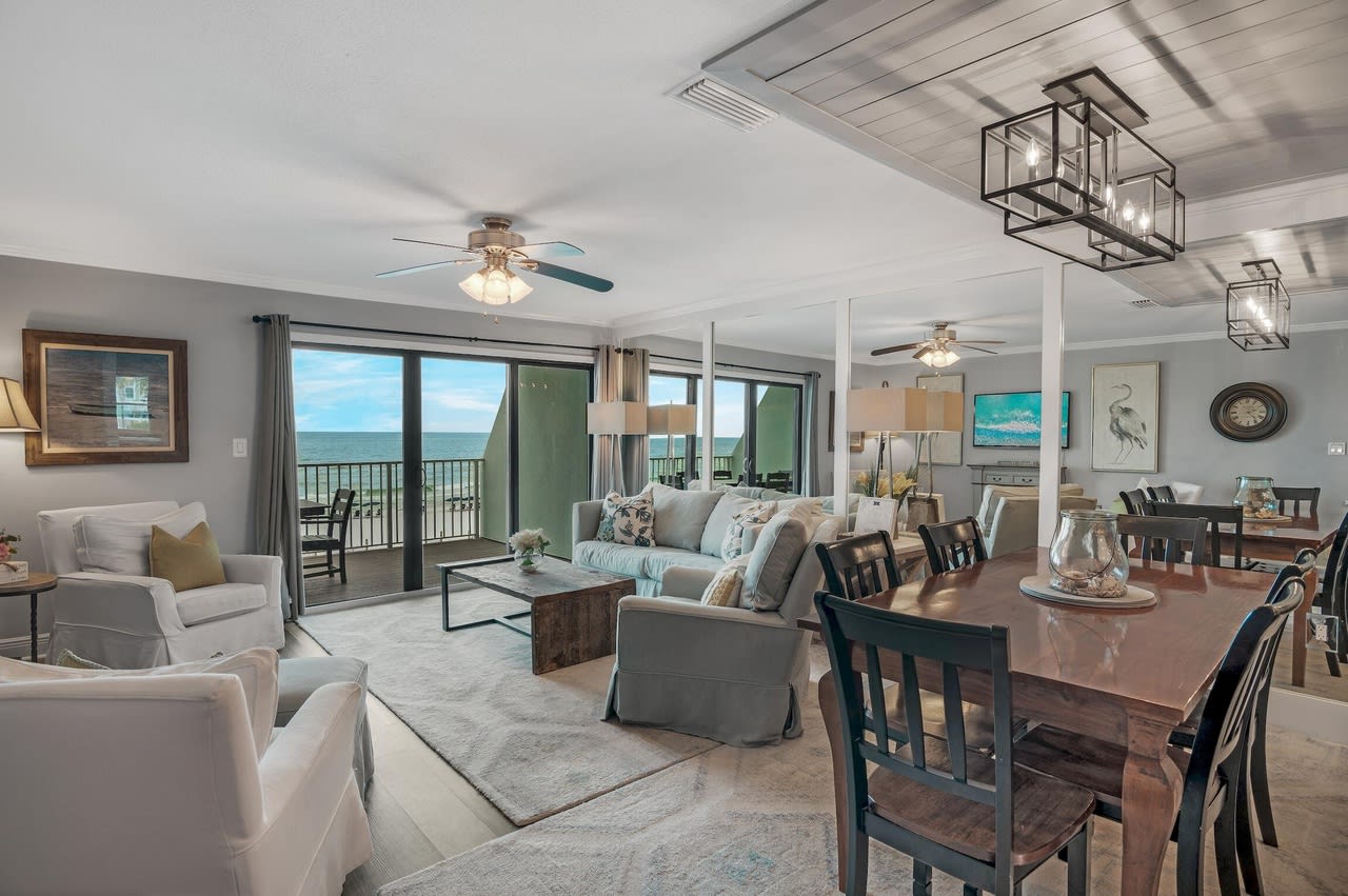 Indoor dining and living area