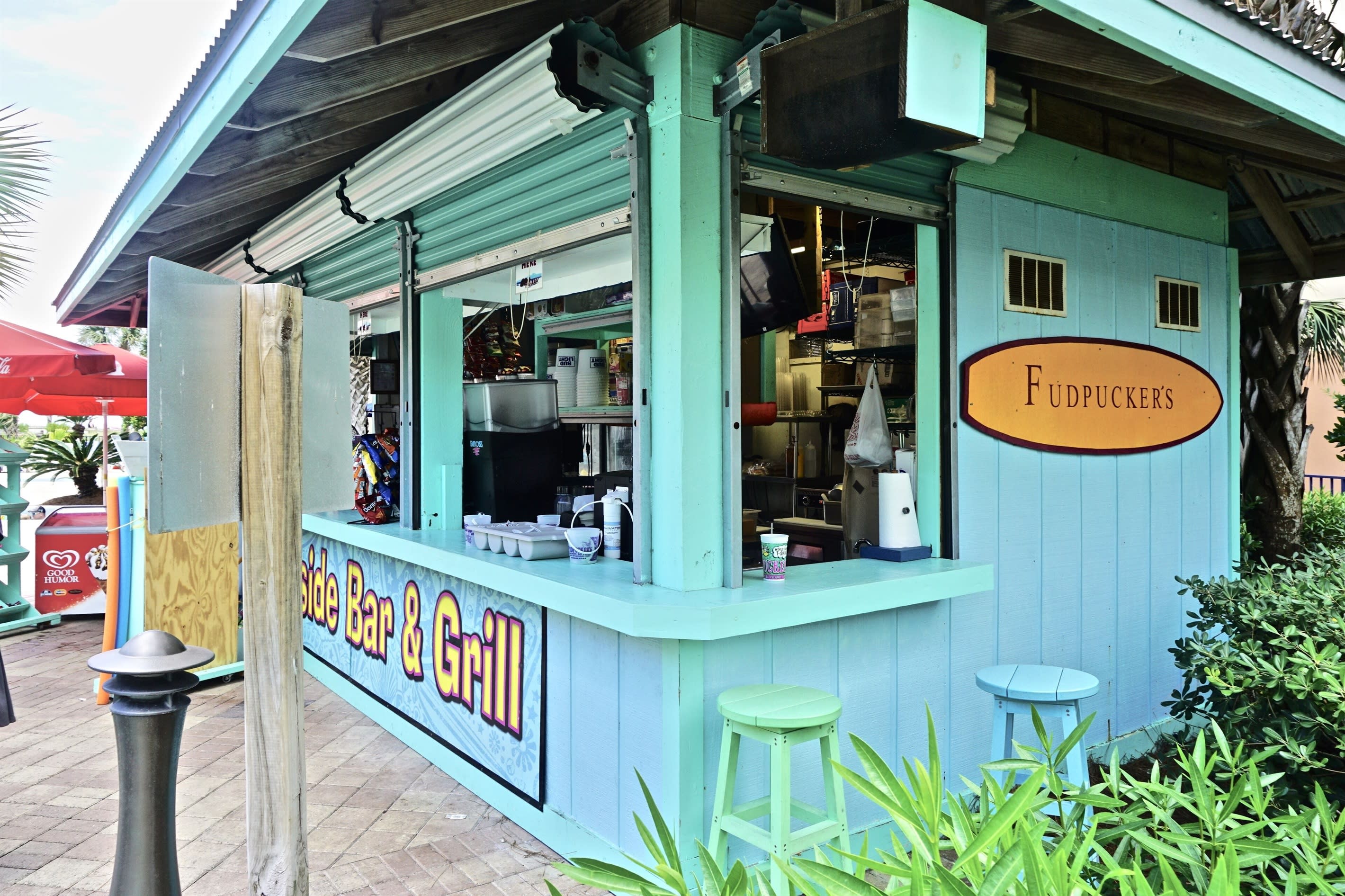 Cocktails, beverages, a yummy menu of lunch options, sunscreen, souvenirs, etc! Cocktails, beverages, a yummy menu of lunch options, sunscreen, souvenirs, etc!