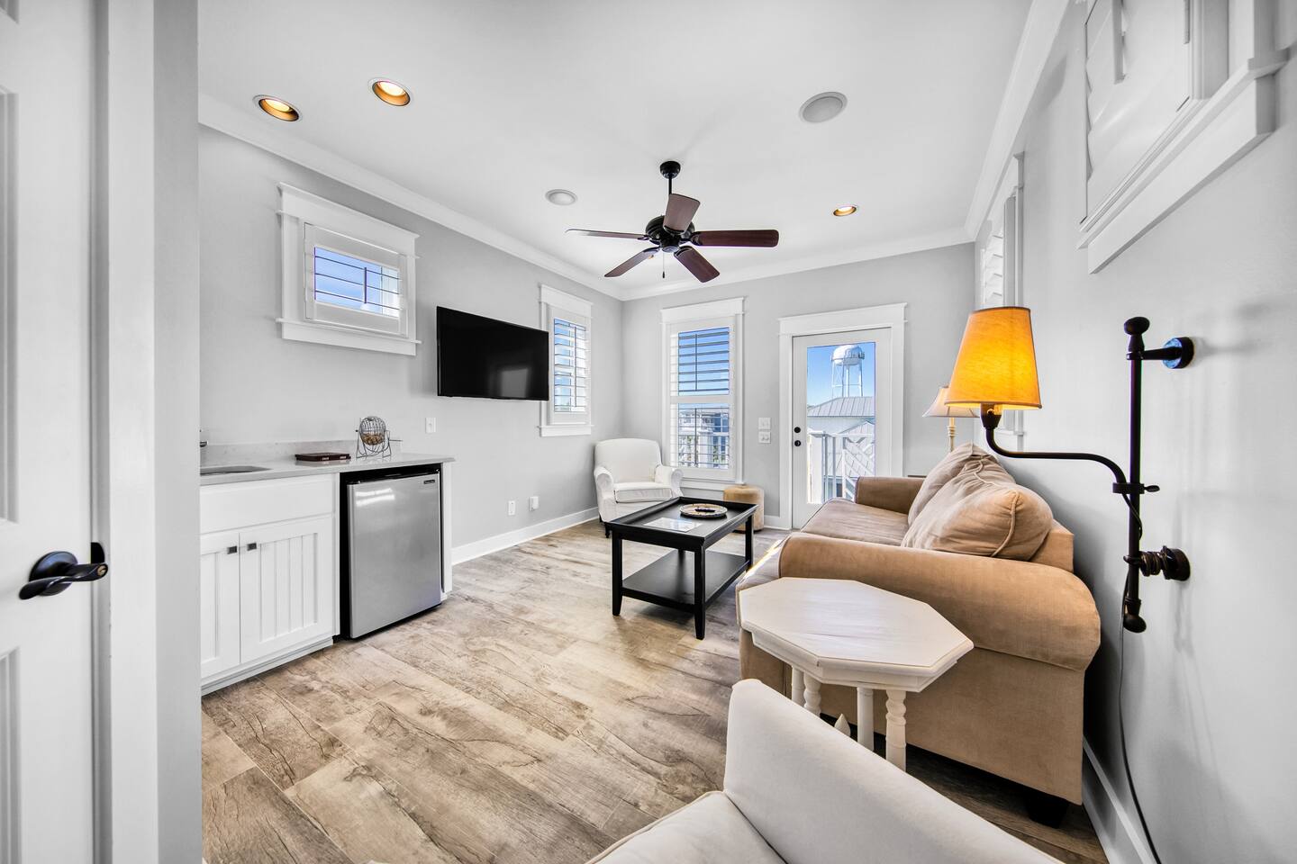 Third floor loft complete with mini-fridge