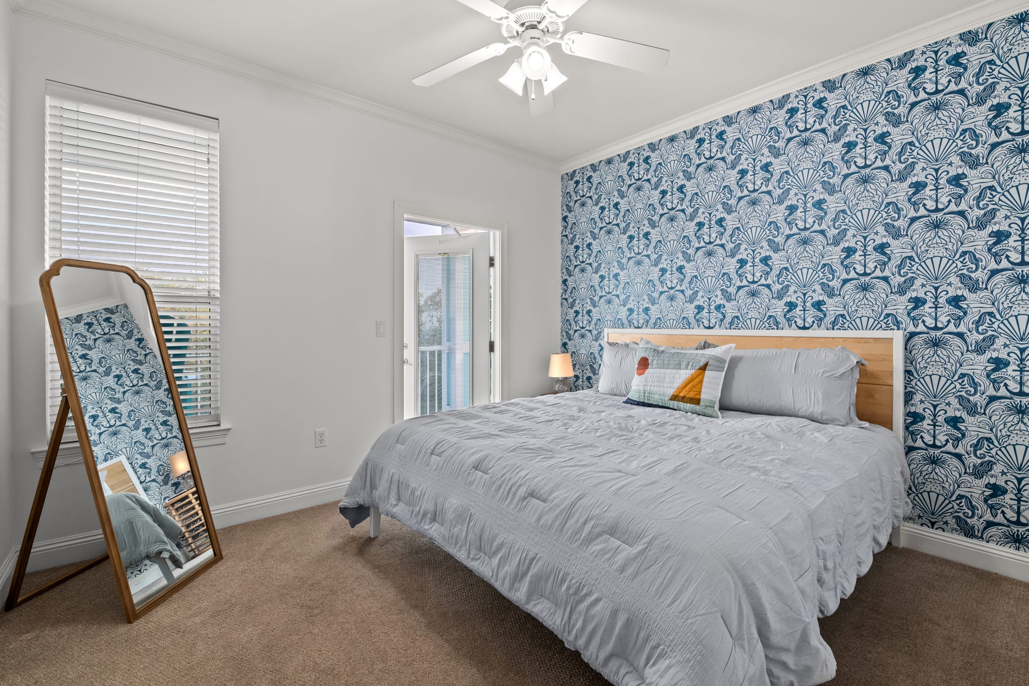 King bedroom on third floor with balcony access