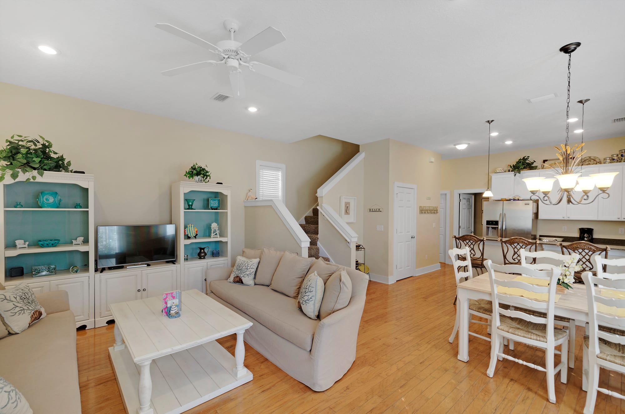 This adorable cottage features an open floor plan 