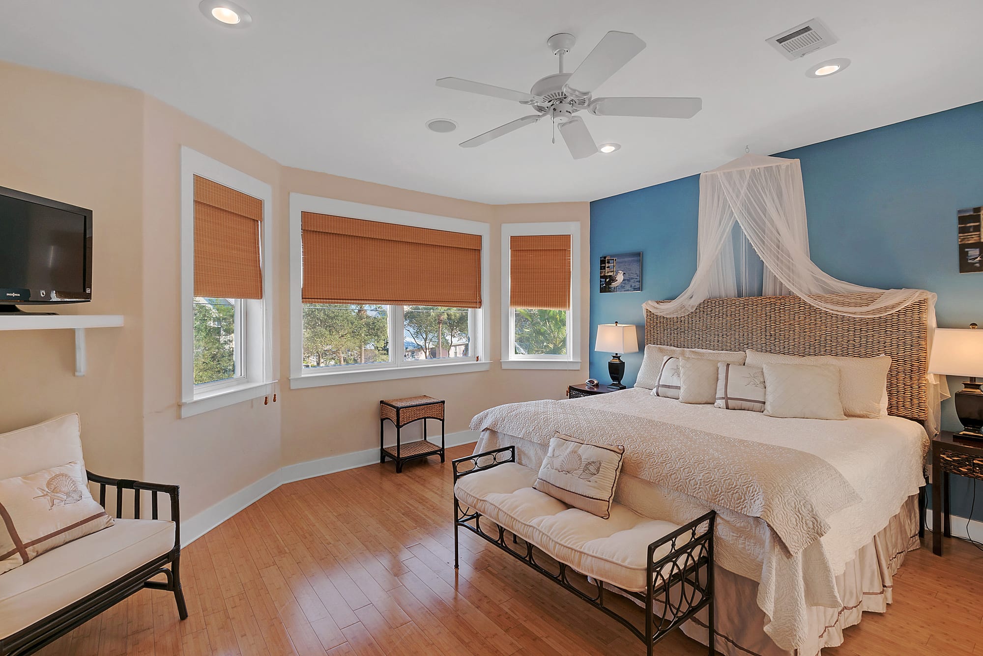 Master suite is on the second floor and features a King bed and flat screen tv