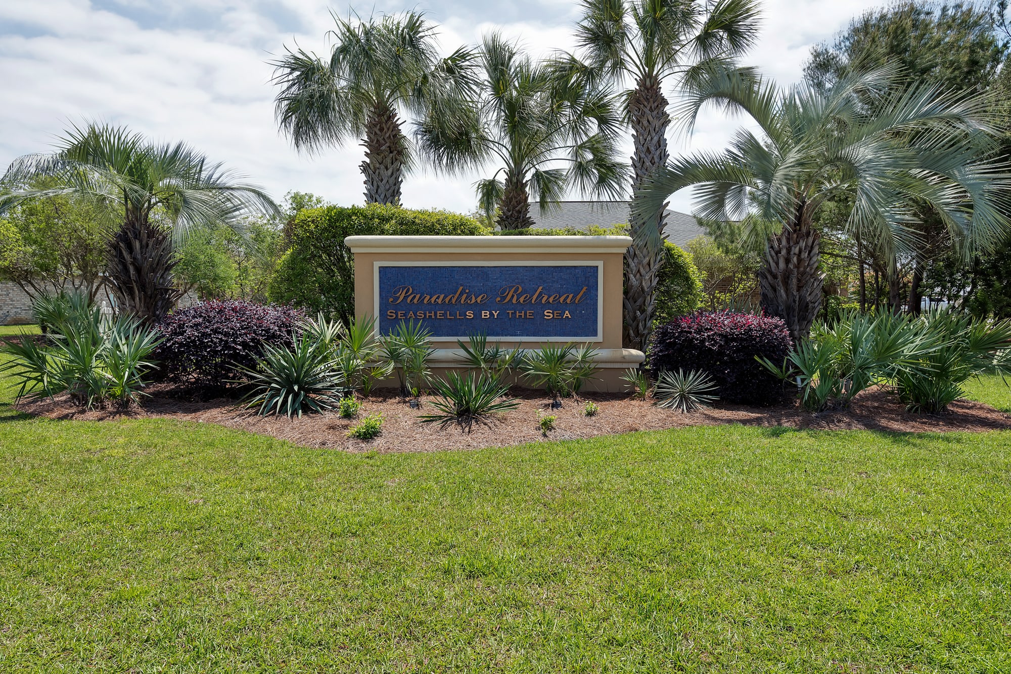The entry sign on scenic 98 for our community
