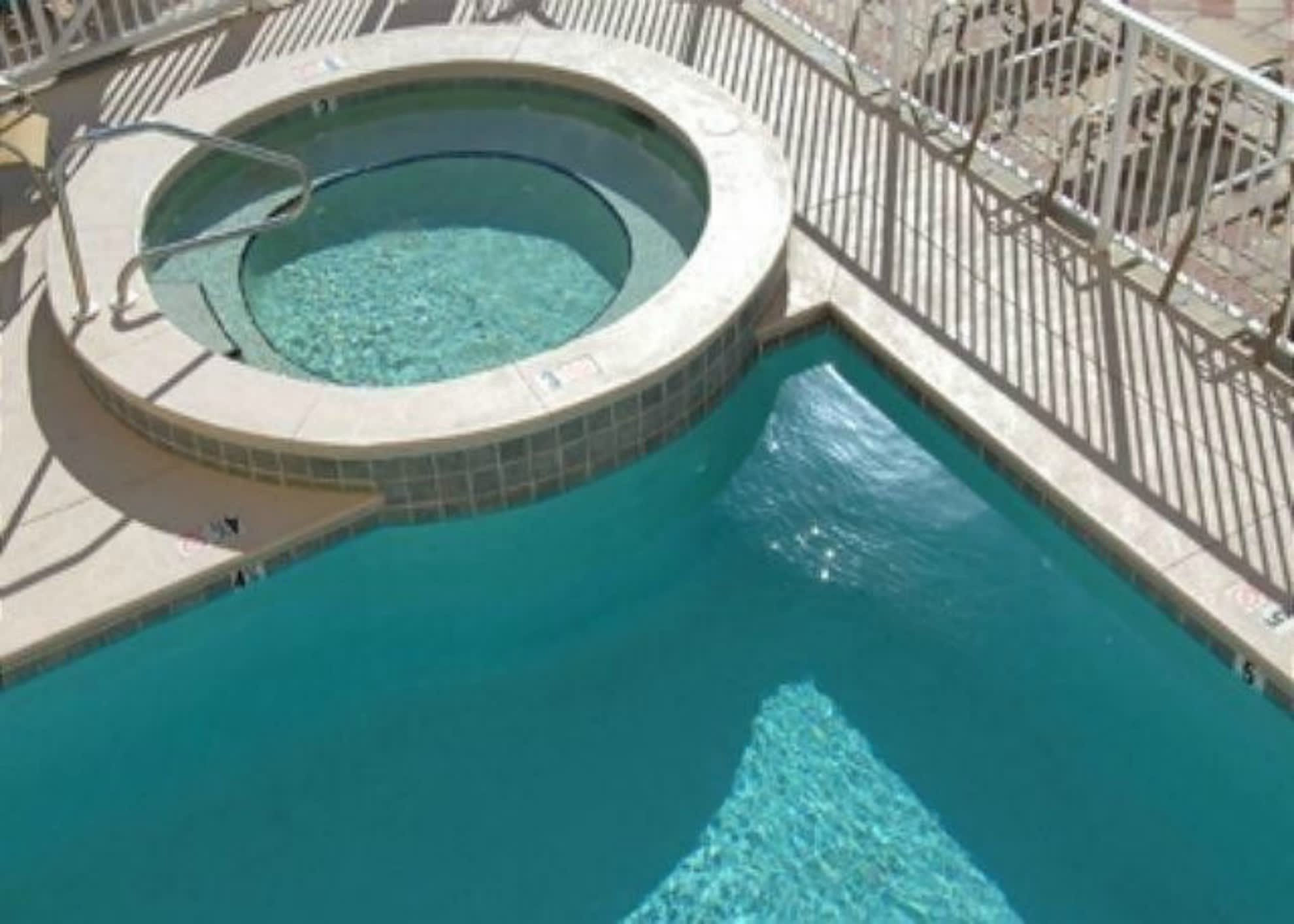 A view looking down from 1 of the 3 balconies.