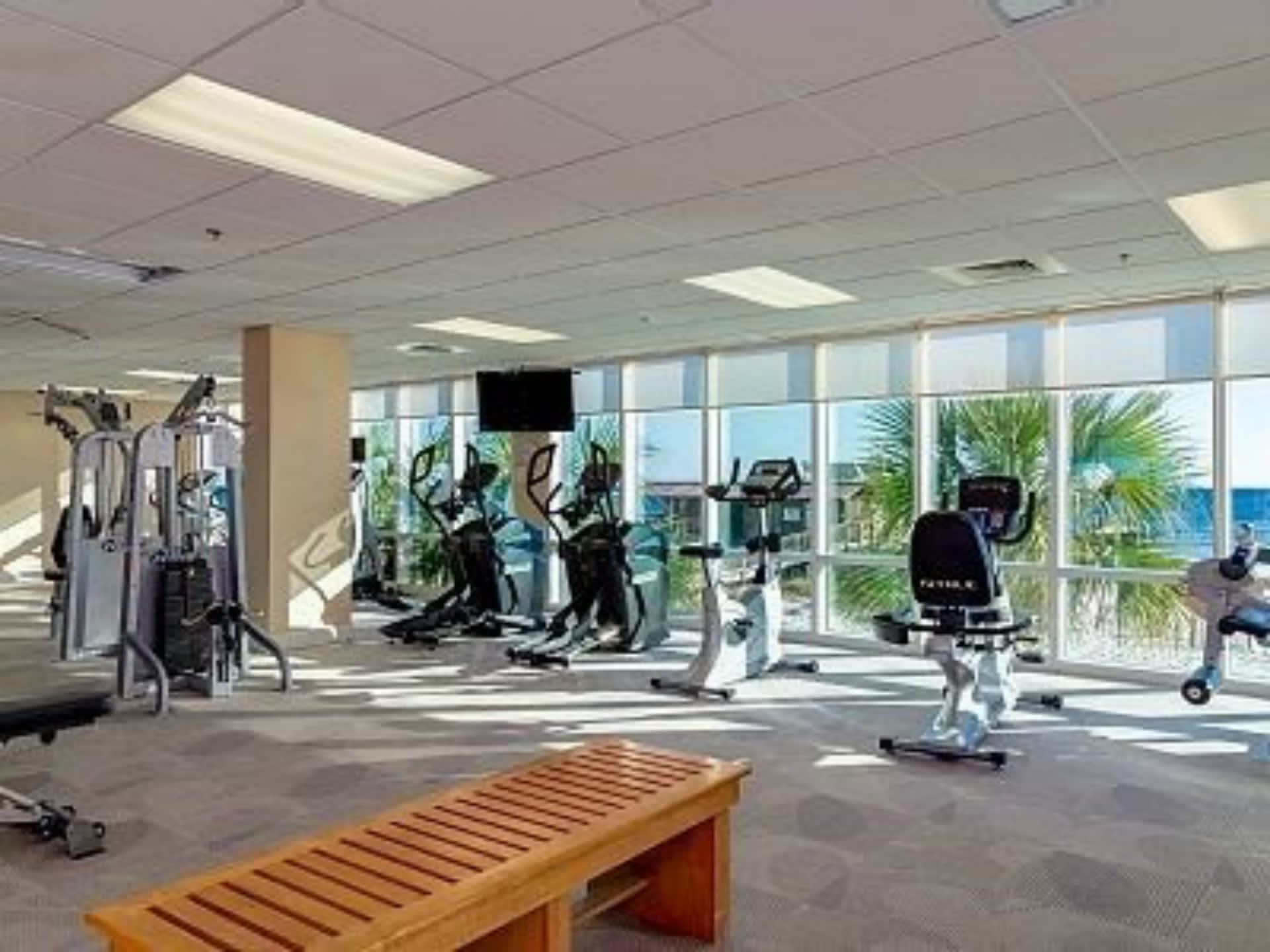 Fitness center with a sauna, free weights, weight machines, treadmills, bikes, all with a view of the gulf.  (a shower area also in the fitness center)