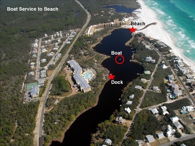 Ariel view of the short 4 minute ride to the beach.  You can practically see the ocean from the dock.