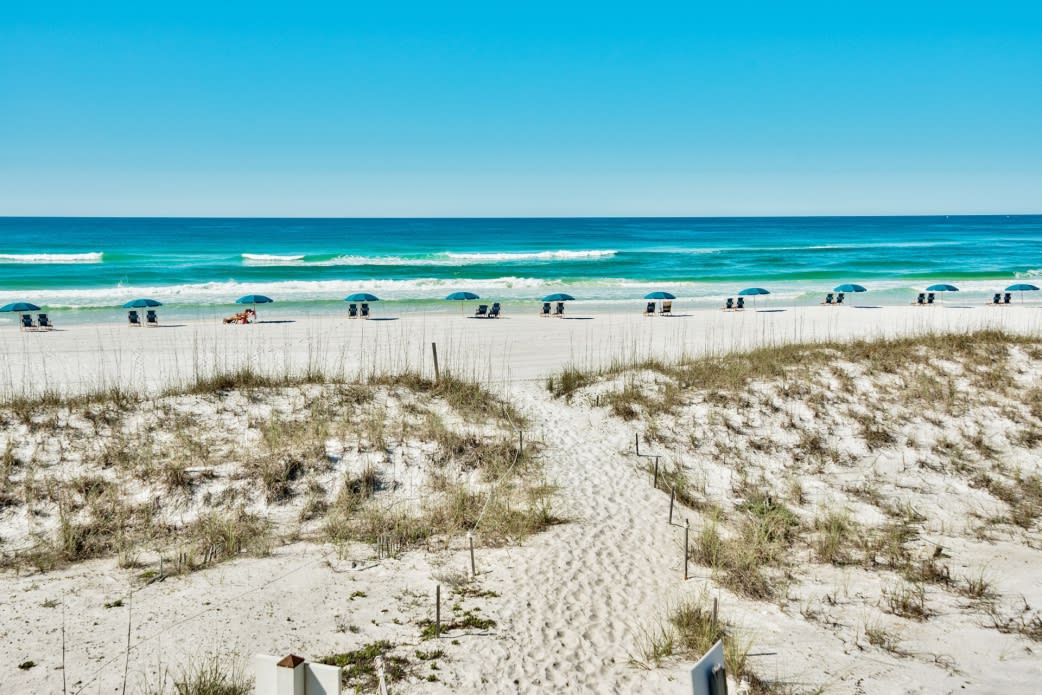 White sugary sand and emerald green waters