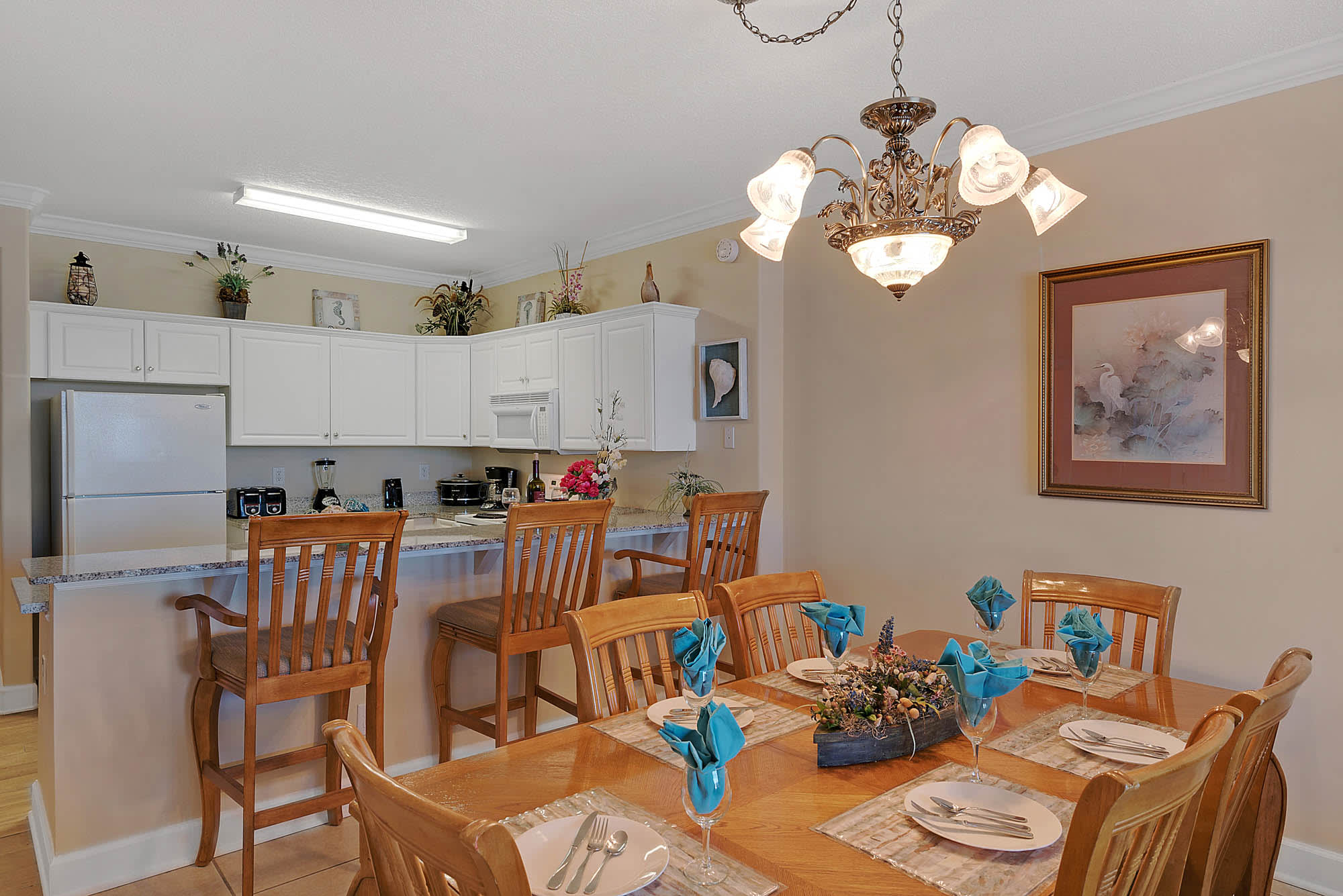 A seat for everyone at the dining table and bar!!  