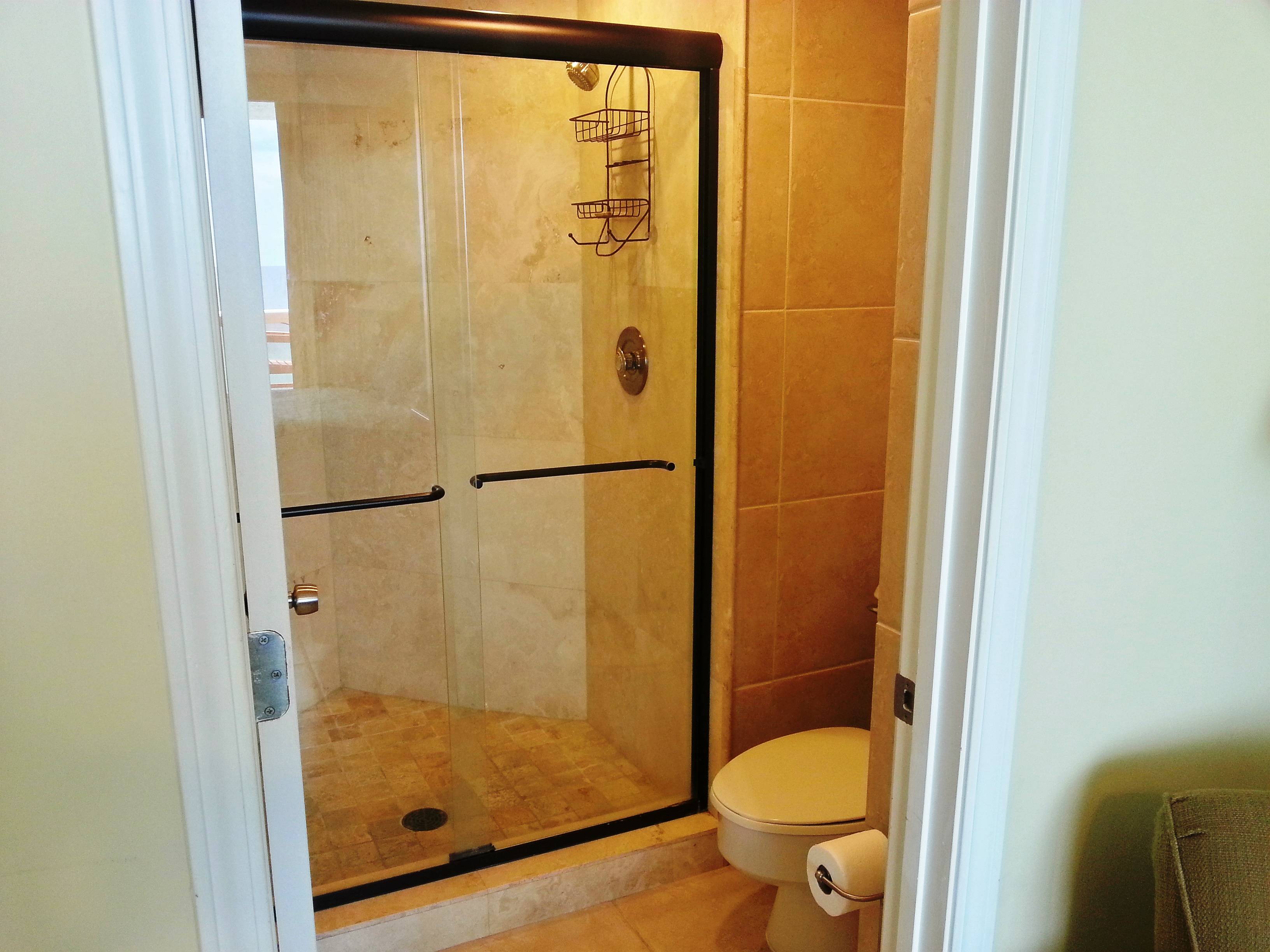Large walk-in shower. All lines are supplied. Large walk-in shower. All lines are supplied.