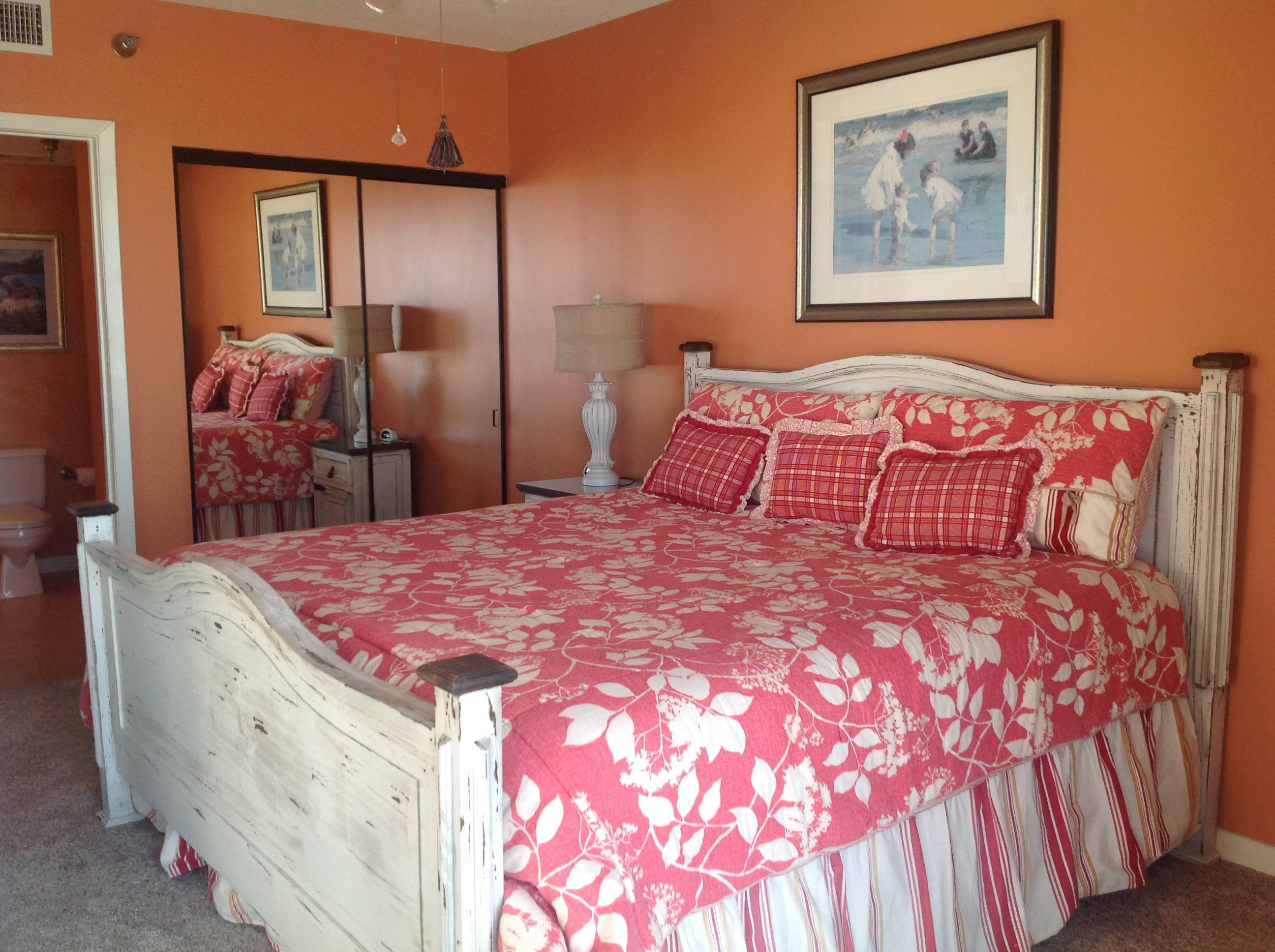 Master bedroom king size bed opens onto ocean front balcony