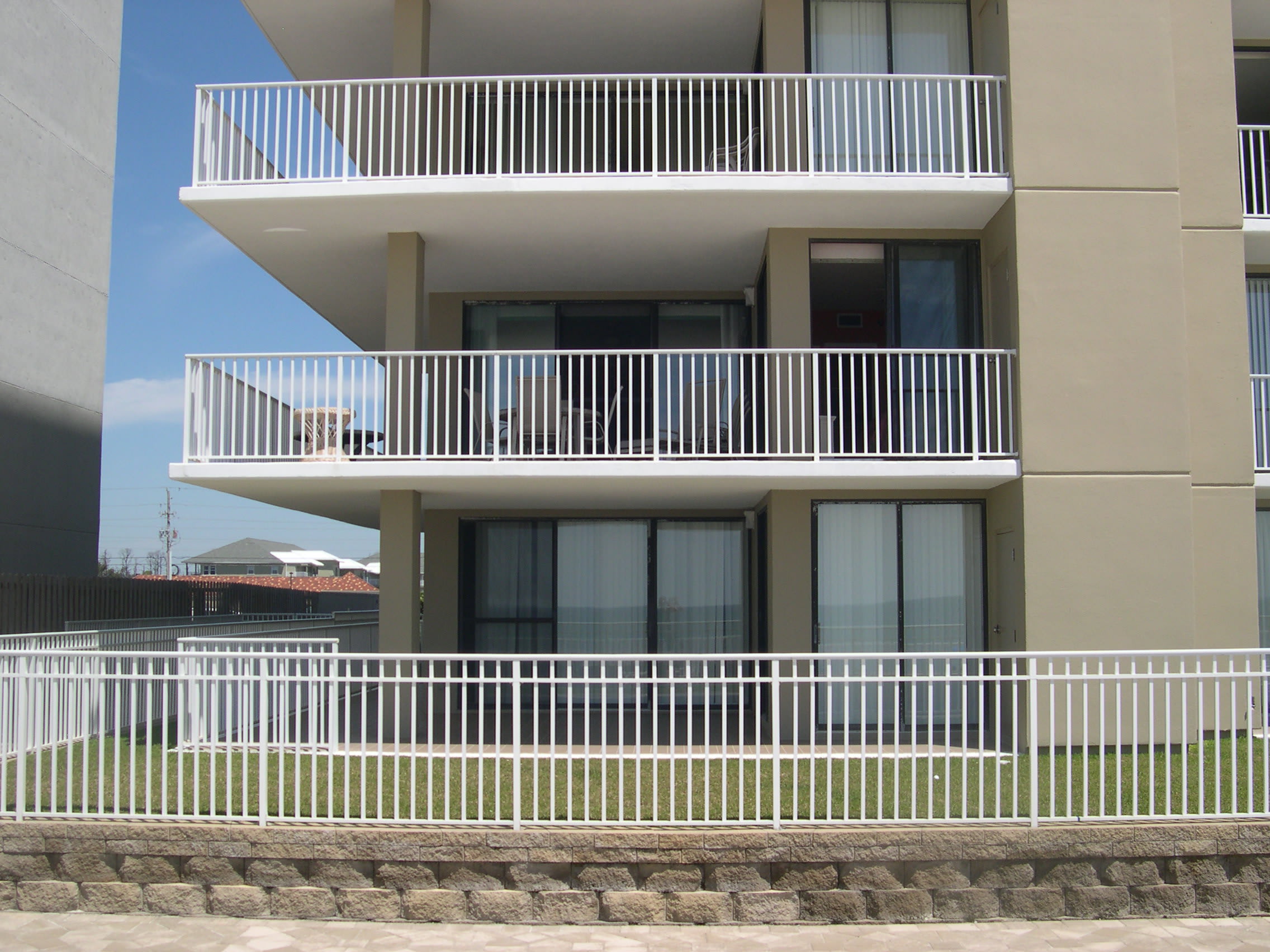 Huge "L" shaped balcony.  First balcony above ground level