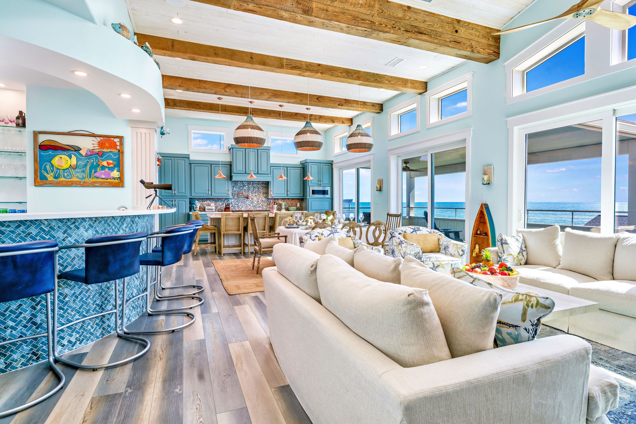 Floor to window glass with ocean views for miles