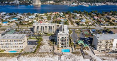Aerial view of the building, you are just steps away from paradise. 