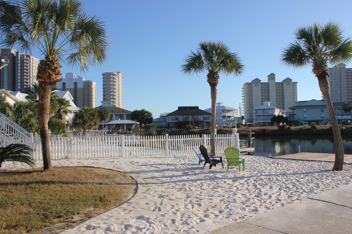 Beach "view" from the backyard. The tall condo buildings are right on the beach