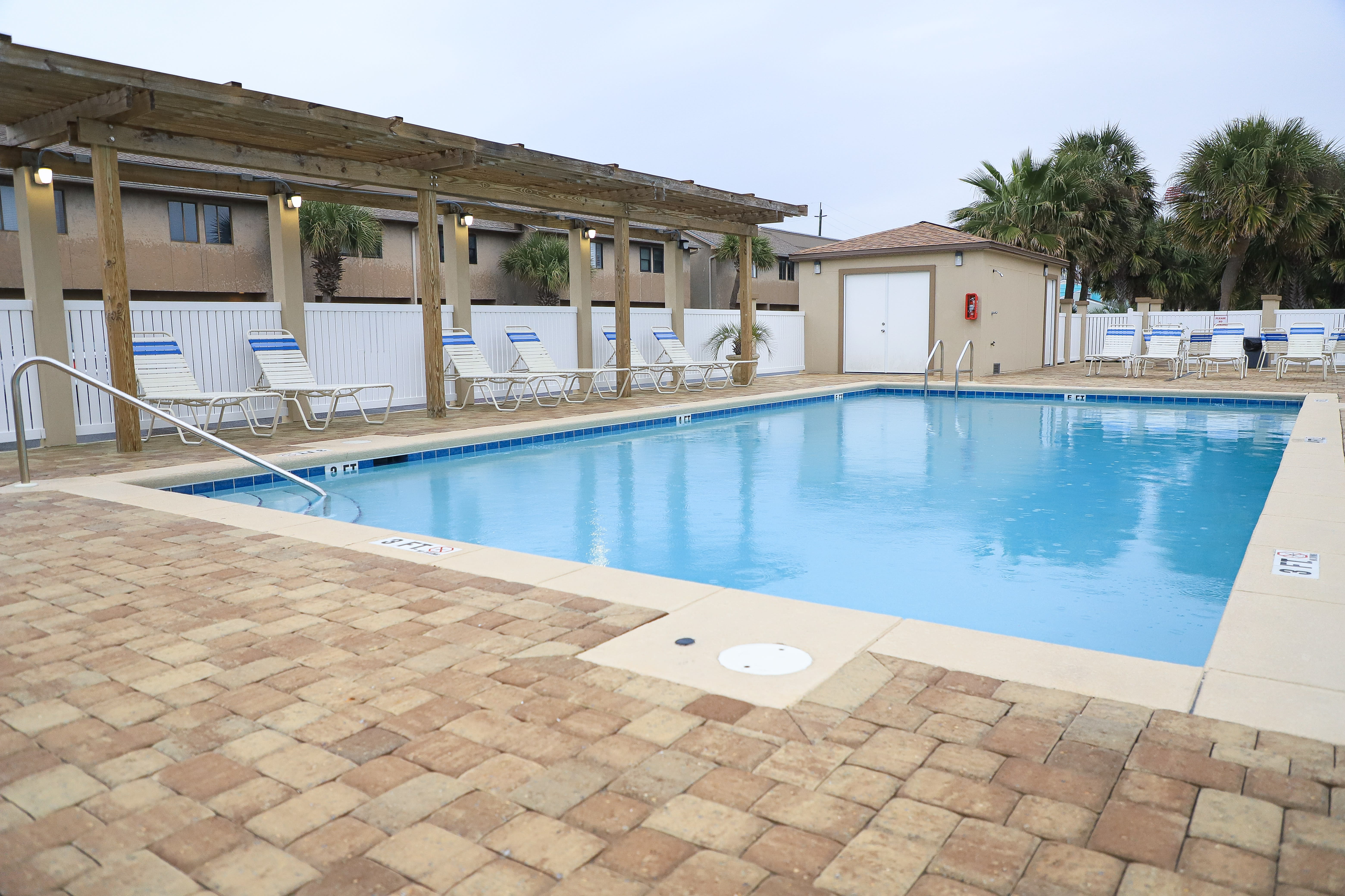 A dip in the heated pool is exactly what you need after a full day at the beach.