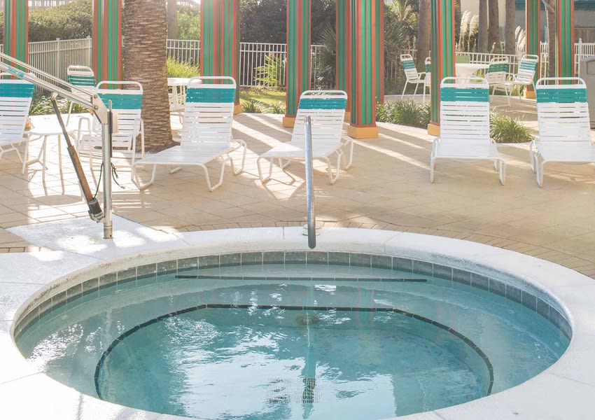 Enjoy relaxing in the hot tub.