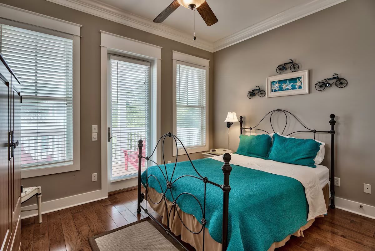 Second floor guest bedroom viewed from entry door.