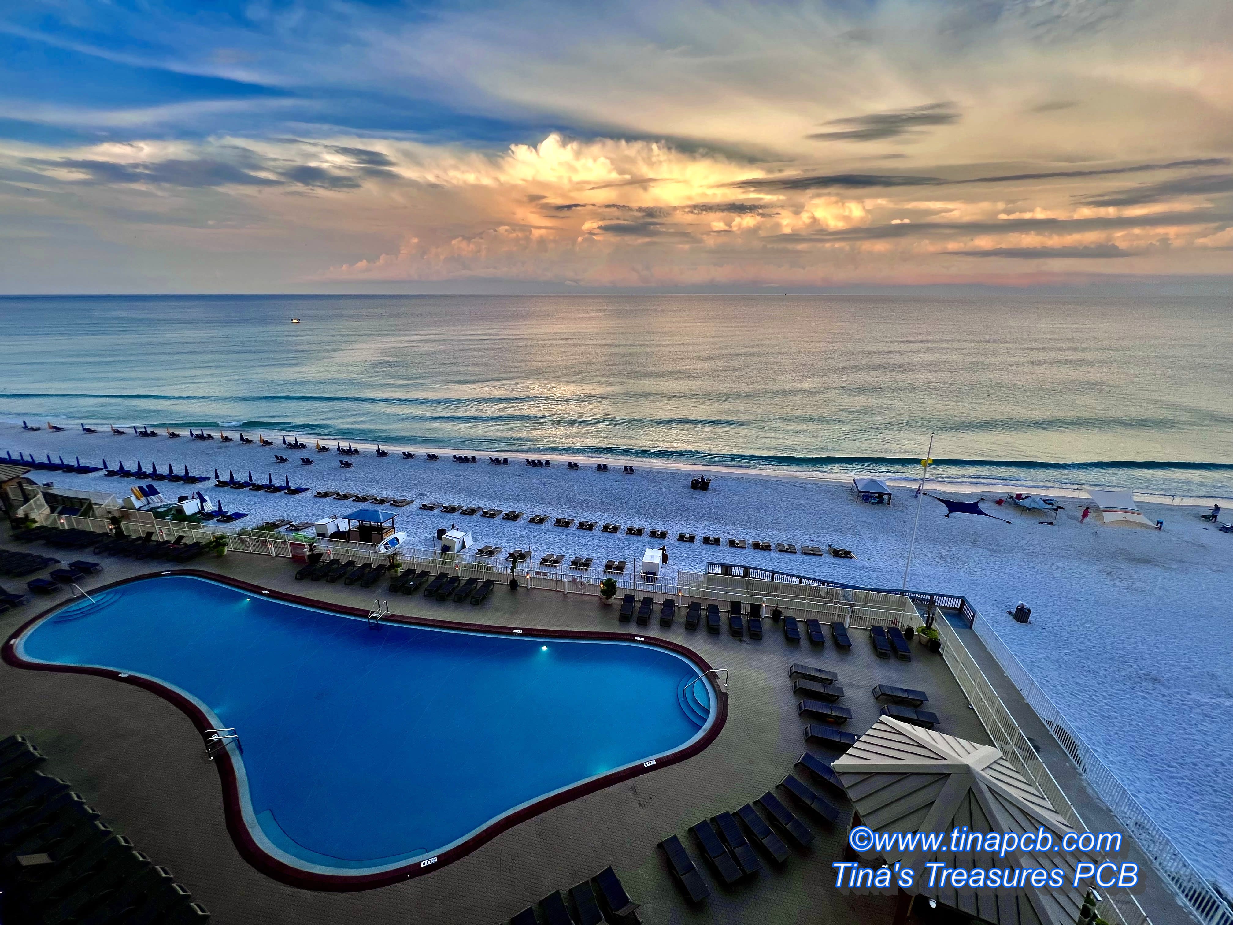 Amazing Sunrise from our 802 sq ft wrap around balcony overlooking beach &amp; Gulf