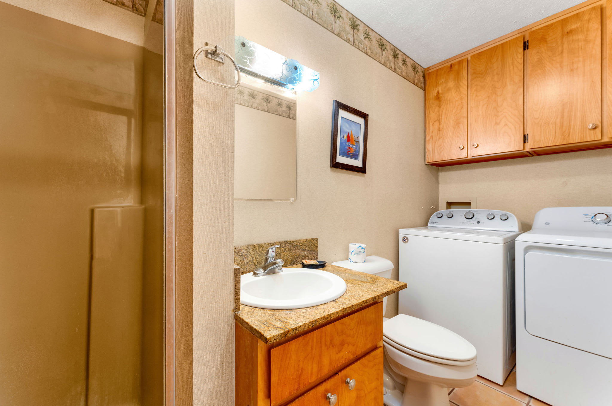 Bath with shower and laundry