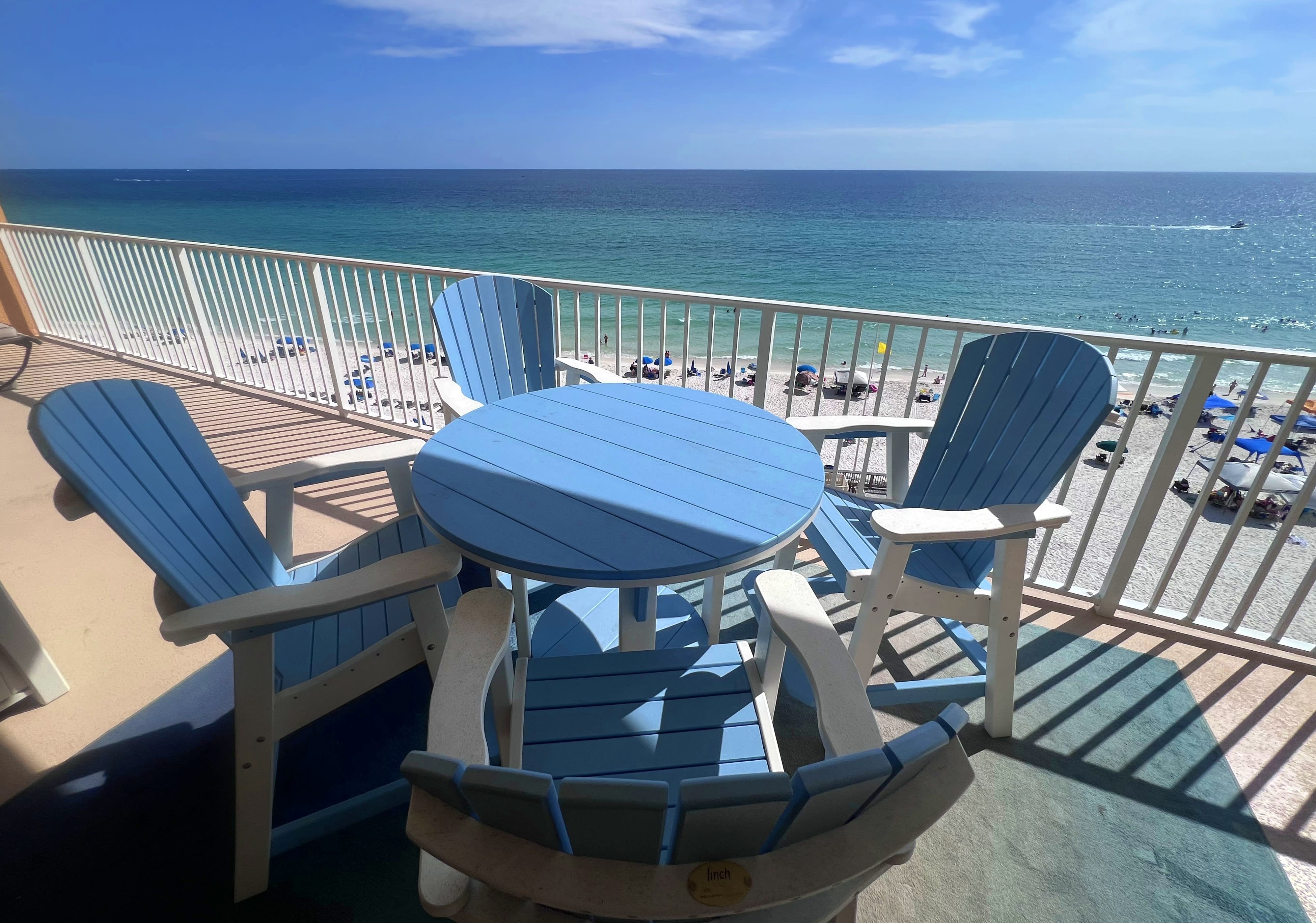 Pollywood Chairs &amp; Table on our wrap around balcony with Gulf view