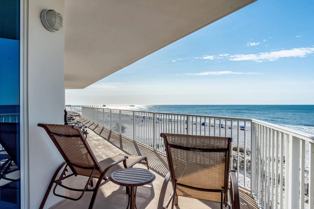 enormous wrap around balcony for this corner unit