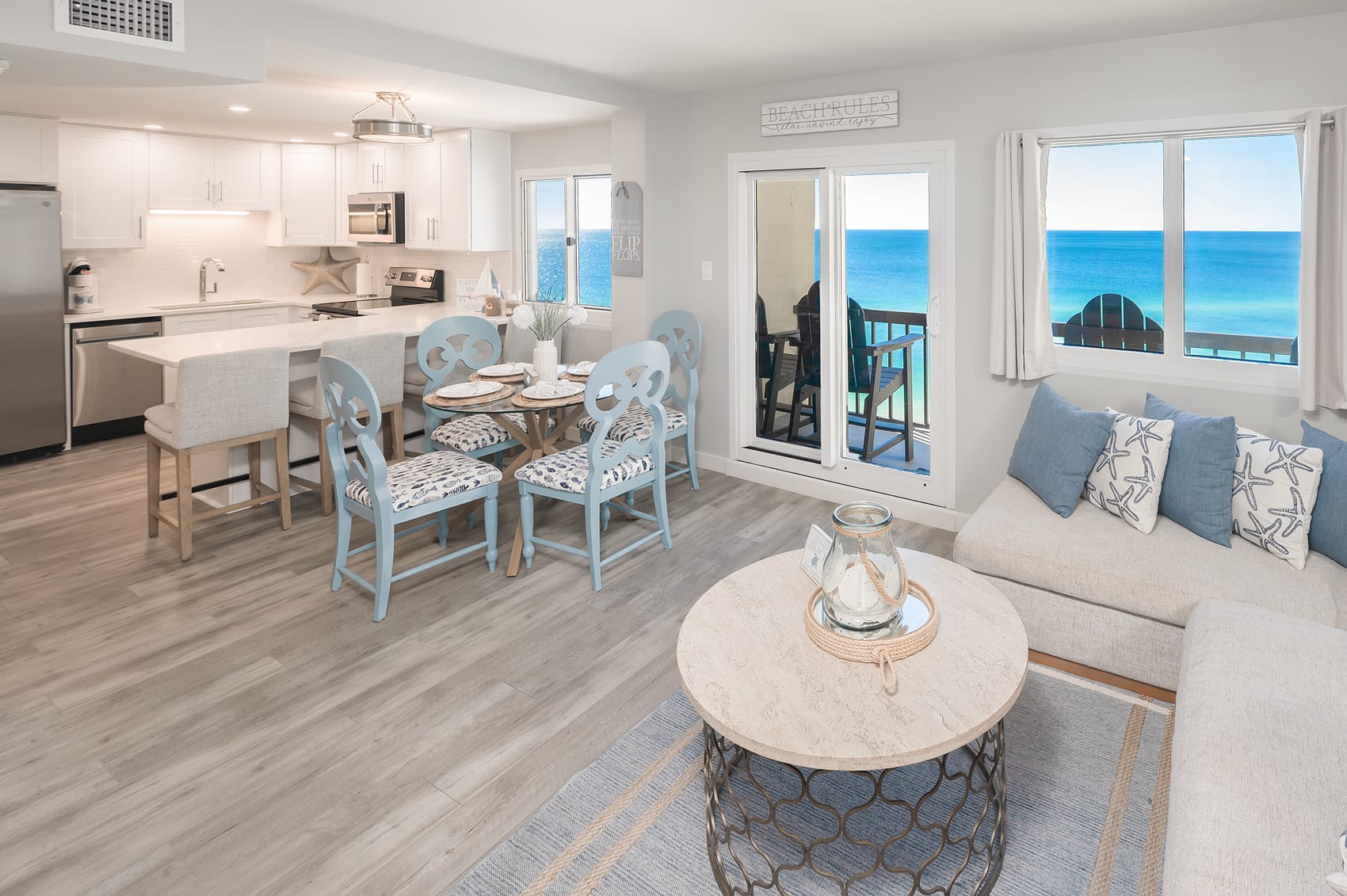 Welcome to your oceanfront paradise. Beautiful views of the gulf everywhere.